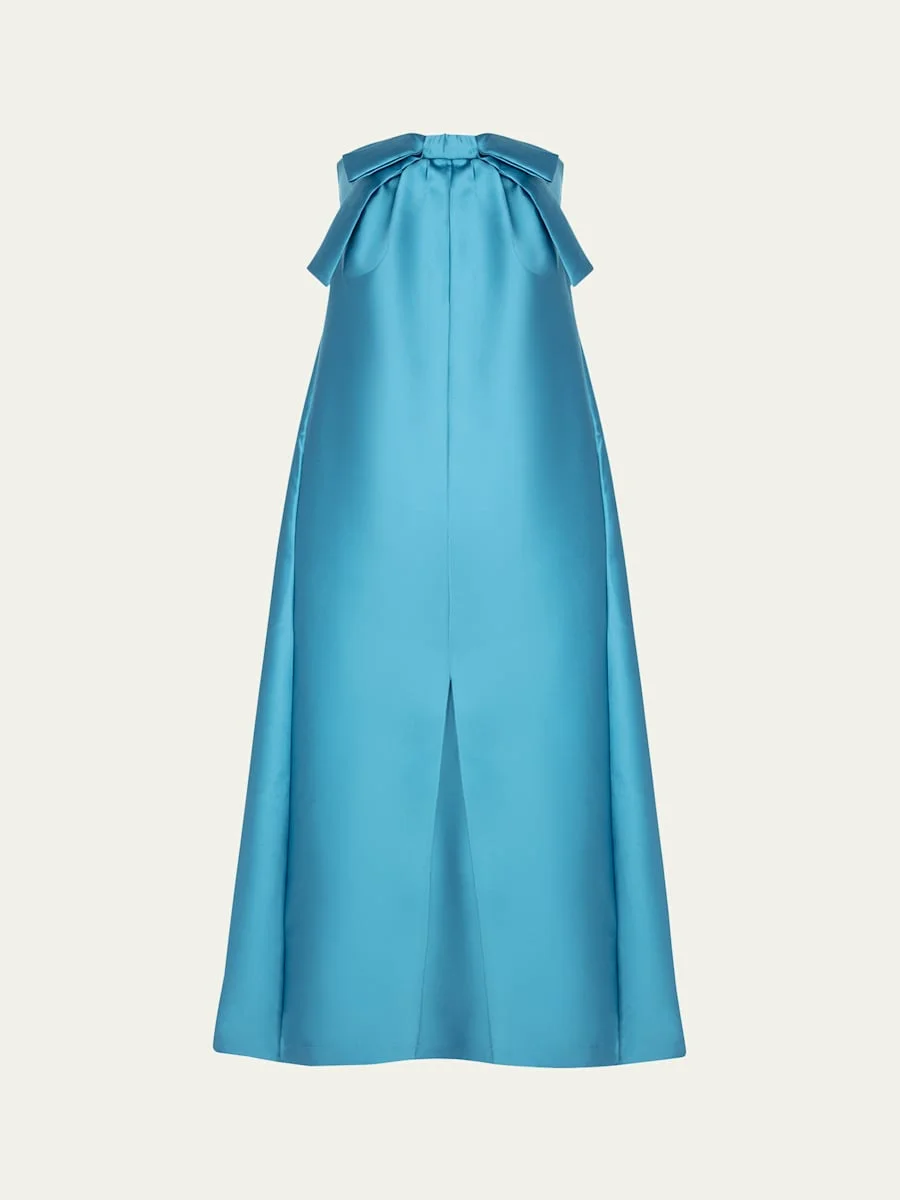 Jacques Strapless Bow Overlay Satin Gown - 1