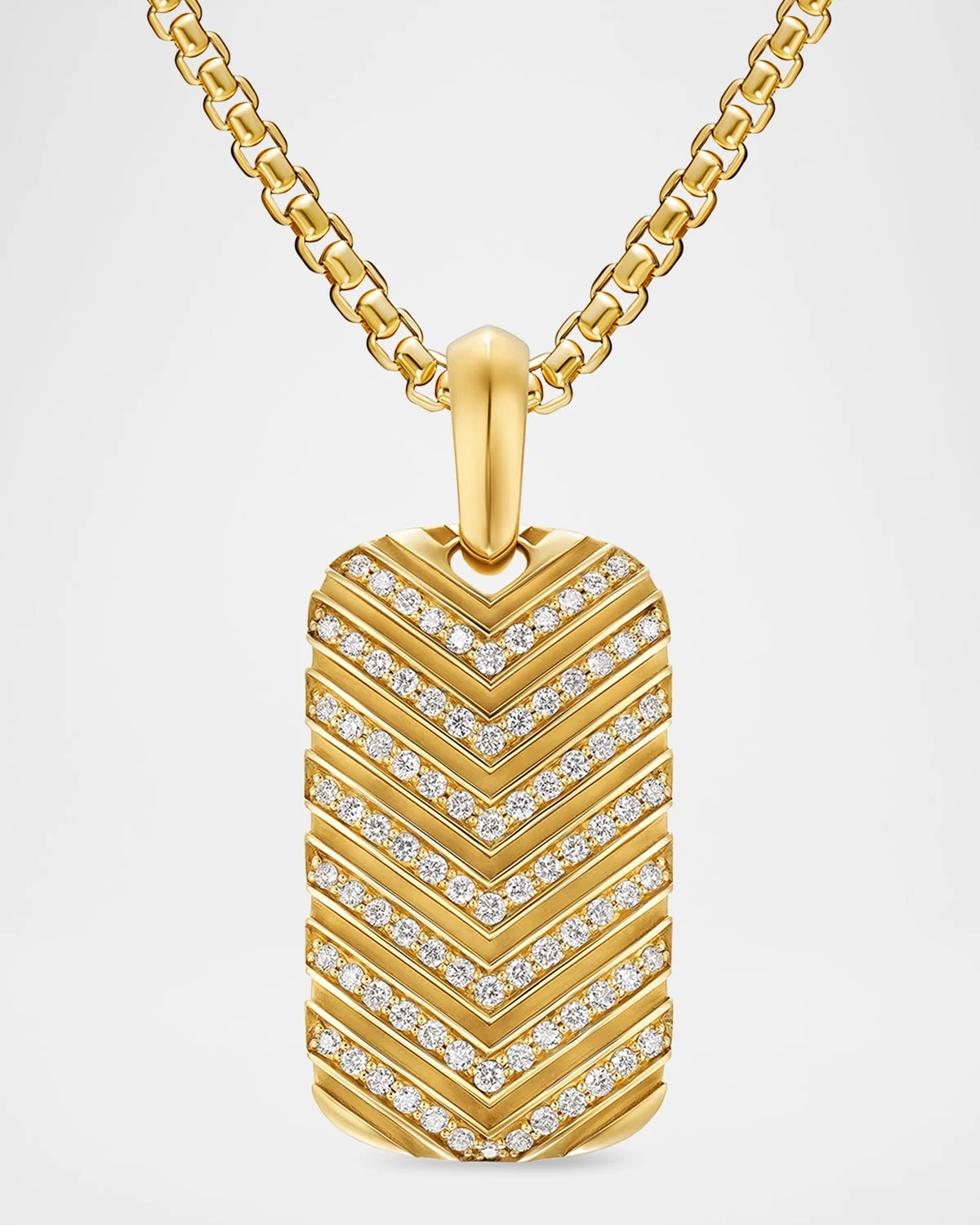 Men's Chevron Tag Enhancer in 18K Gold with Diamonds, 27mm - 1