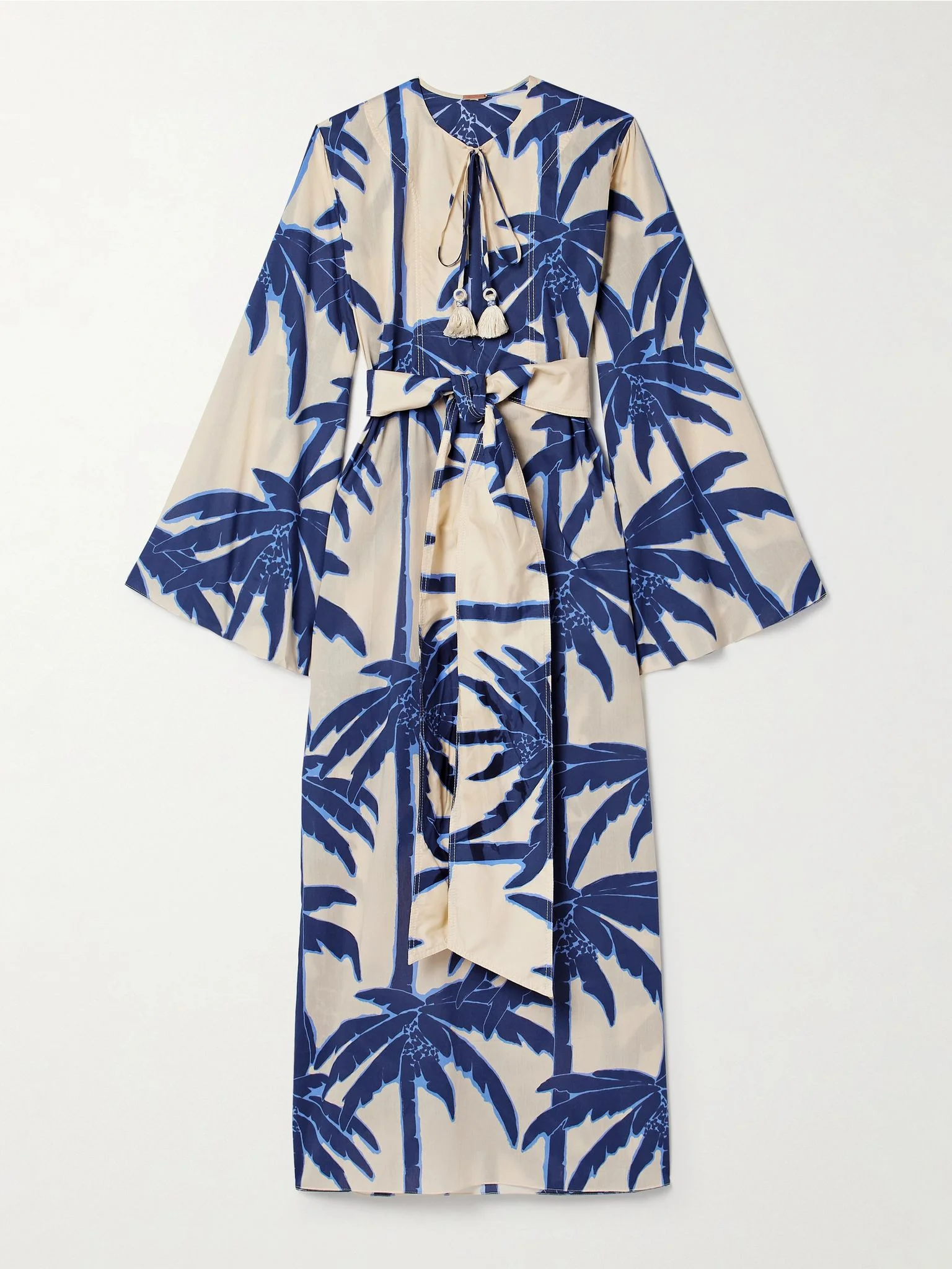 Sotaviento belted printed cotton-voile midi dress Blue - 1