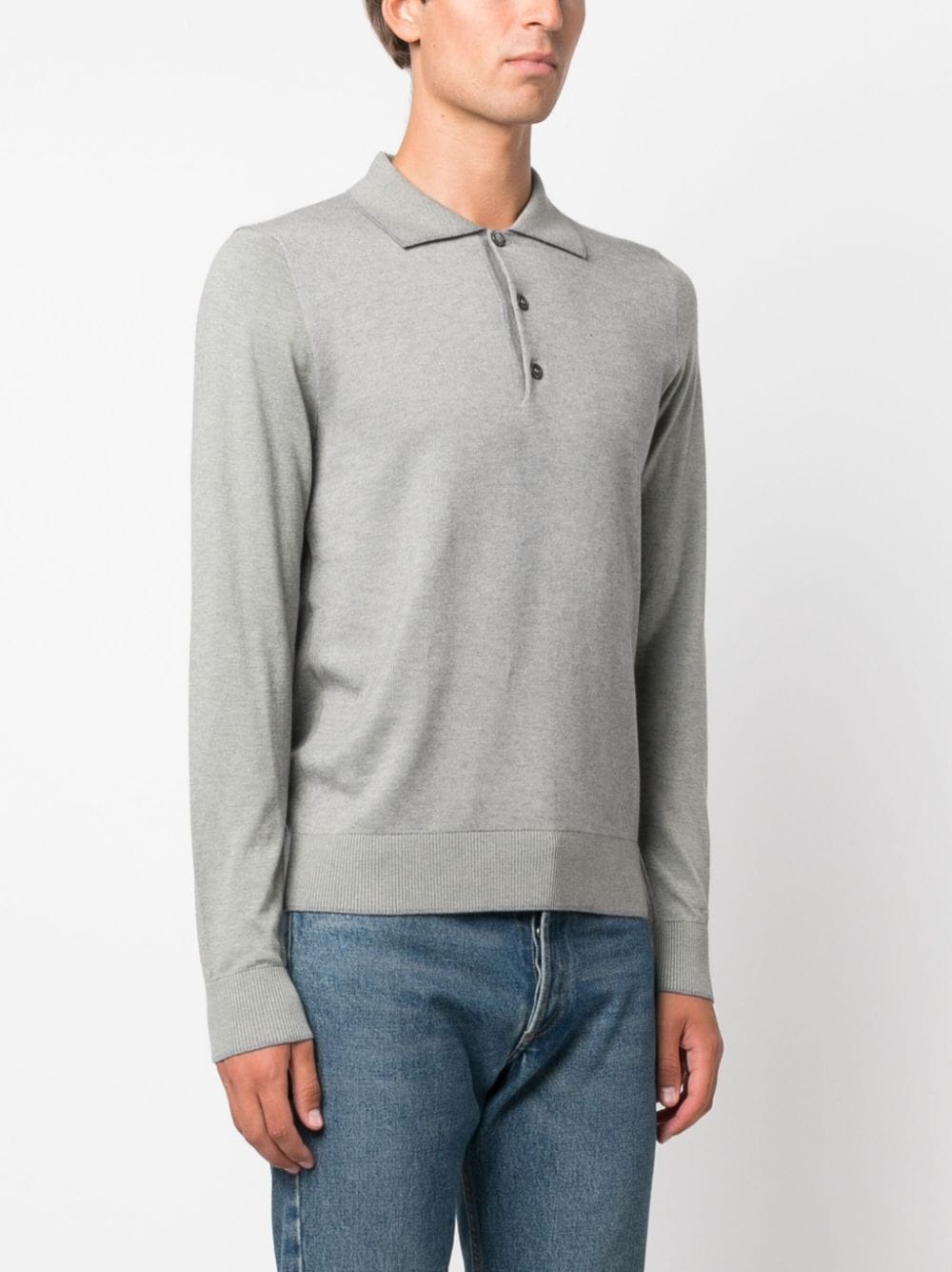 flat-pointed collar button-fastening polo shirt - 3