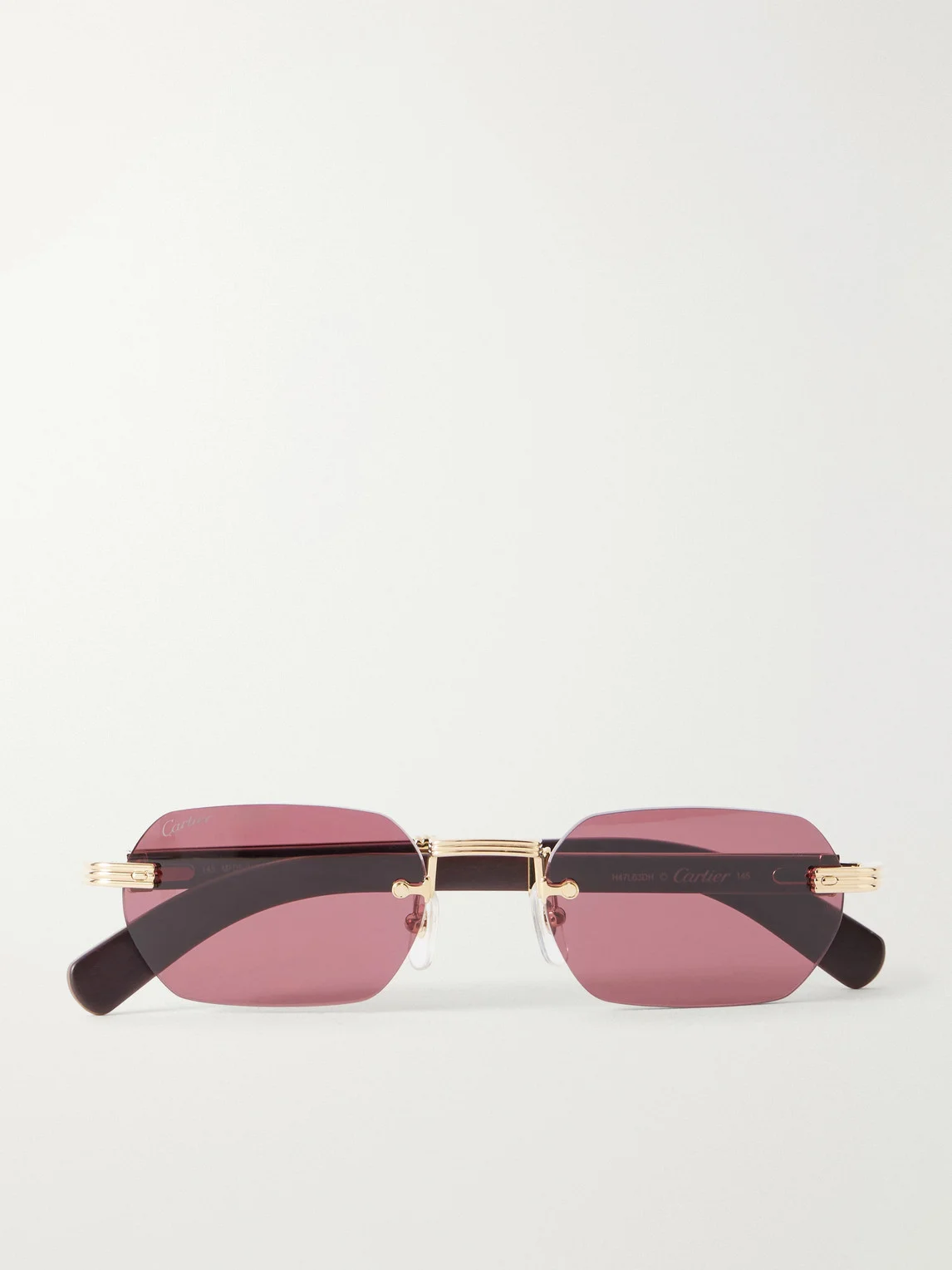 Première de Cartier Square-Frame Gold-Tone Metal and Wood Sunglasses - 1