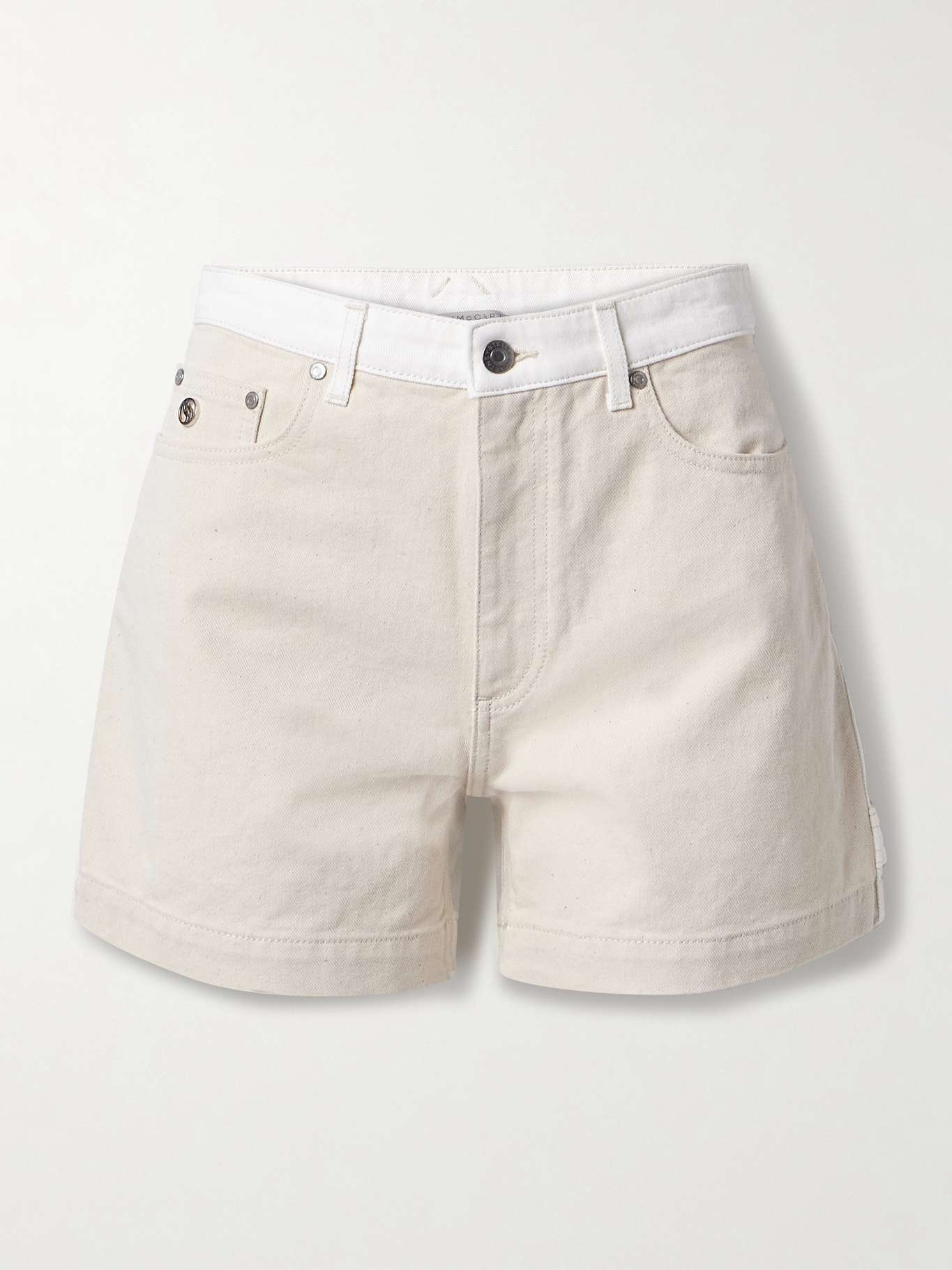 + NET SUSTAIN two-tone organic denim shorts - 1