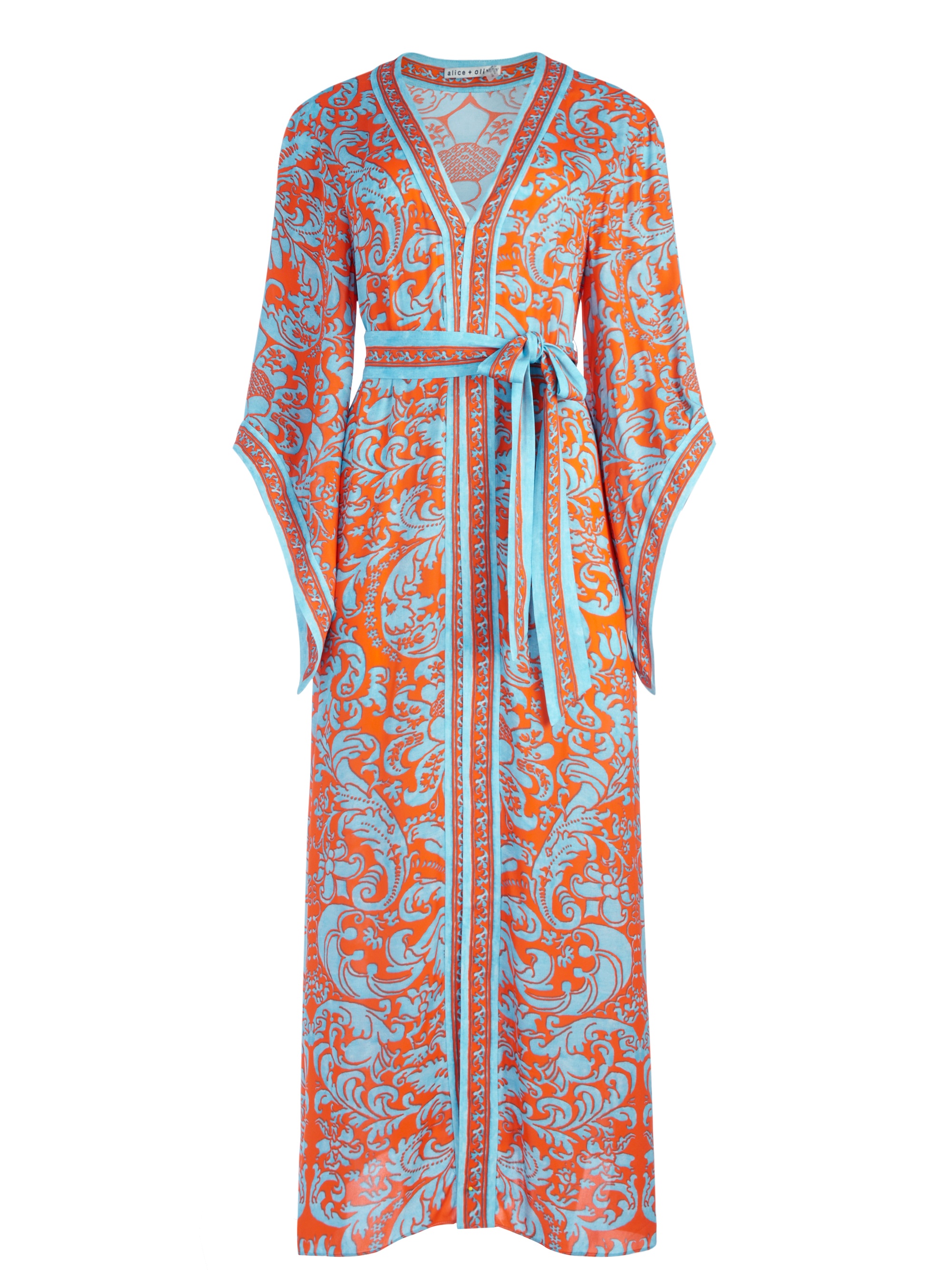 DOMINO MAXI KIMONO WITH TIE BELT - 1
