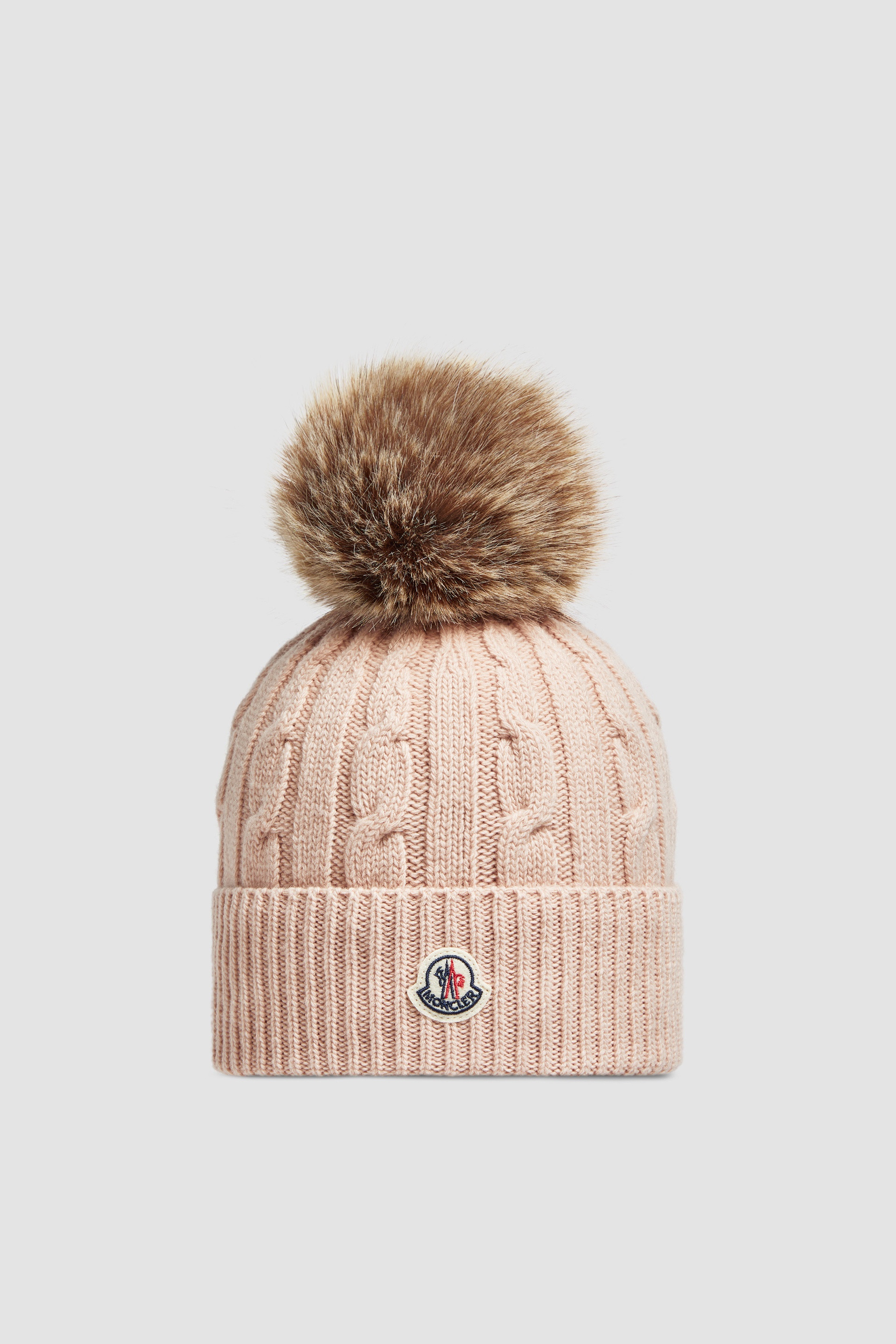 Wool & Cashmere Beanie with Faux Fur Pom Pom - 1