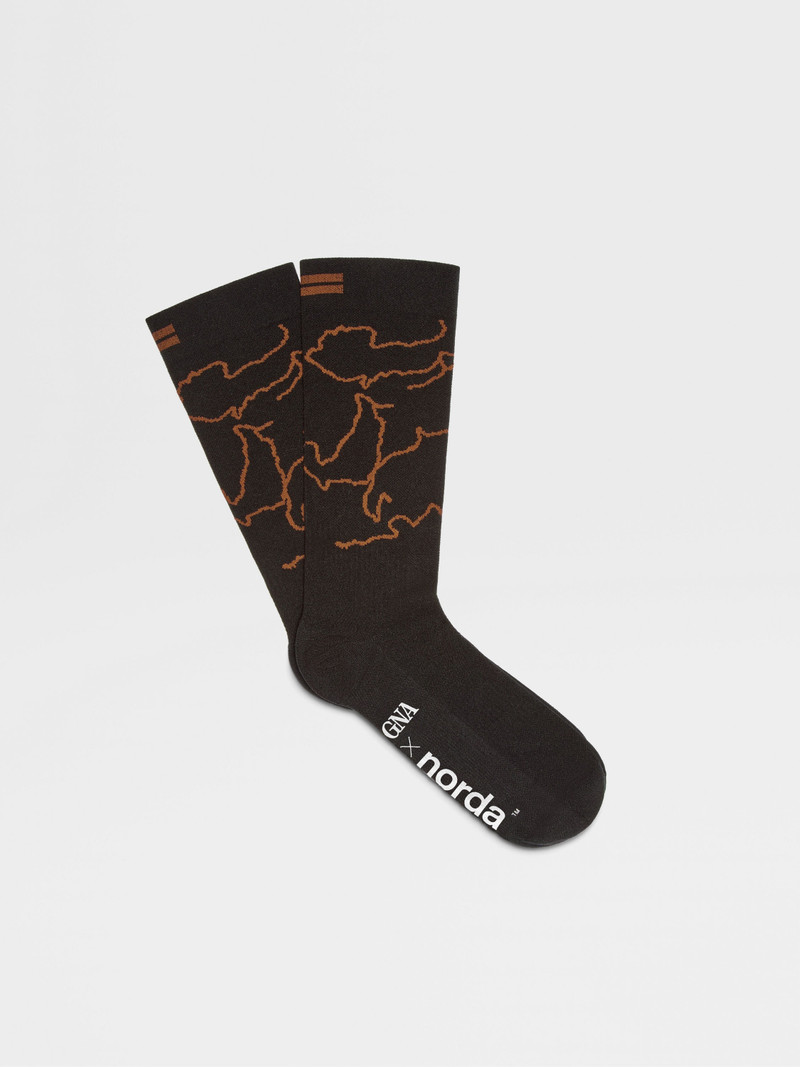 ZEGNA X NORDA™ BLACK TECHNICAL FABRIC MID CALF SOCKS 1