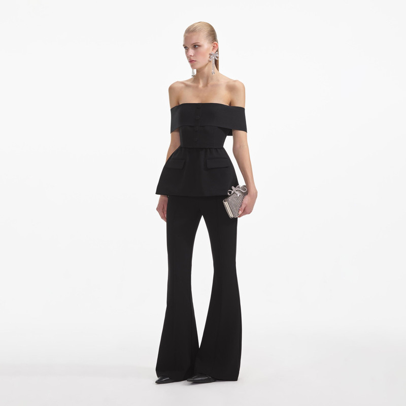 Black Crepe Off Shoulder Jumpsuit 2