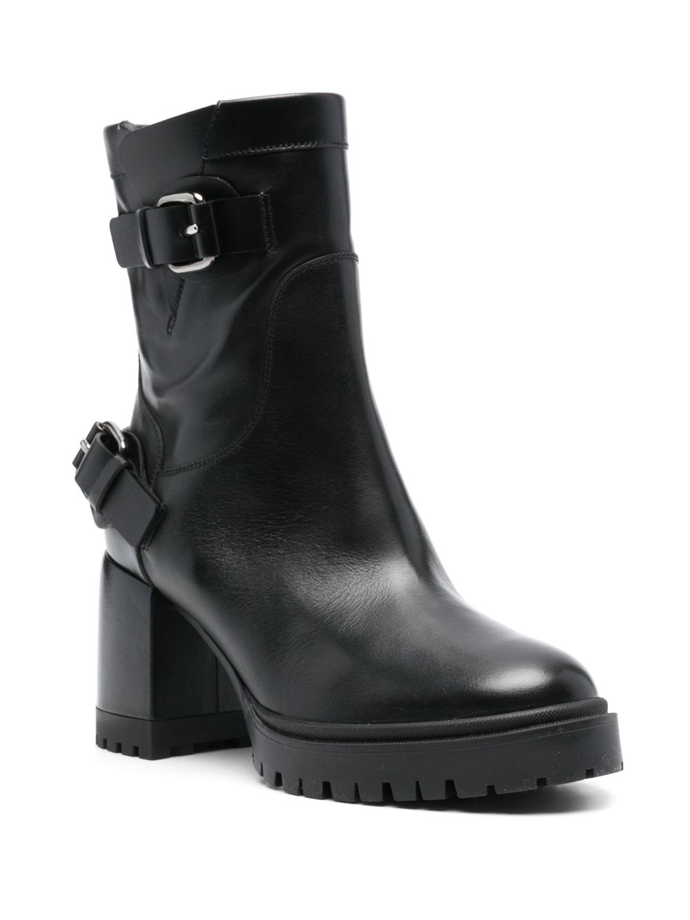 80mm leather biker boots - 2