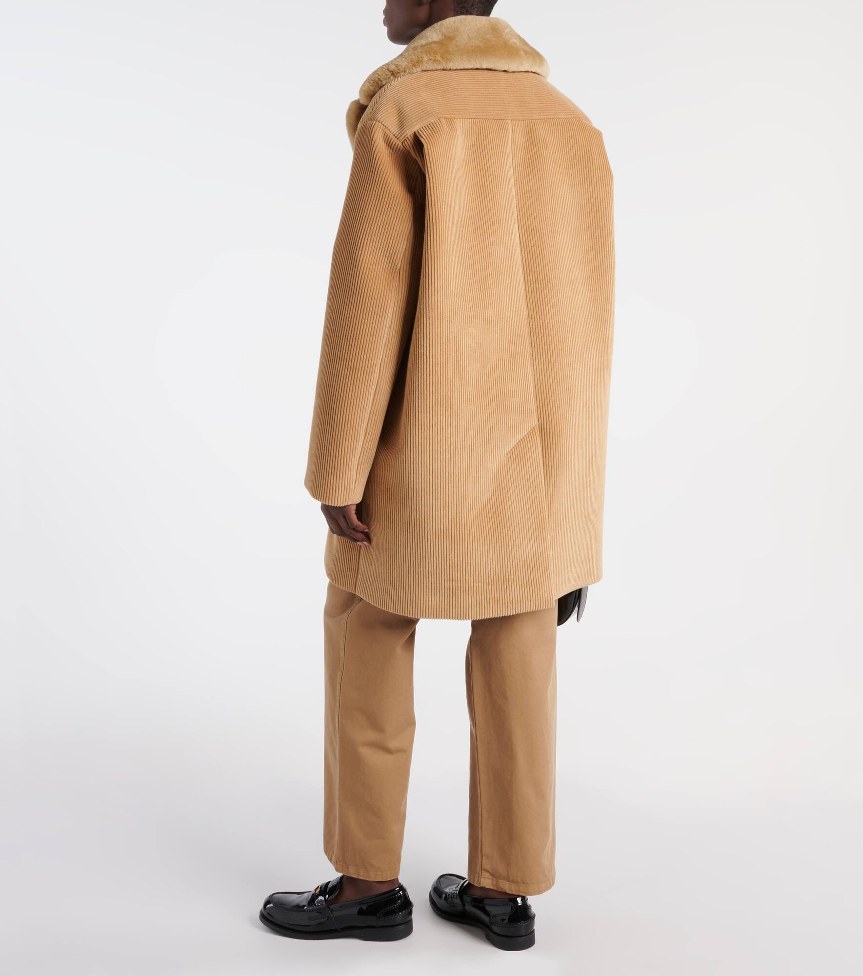Shearling-trimmed corduroy coat - 3