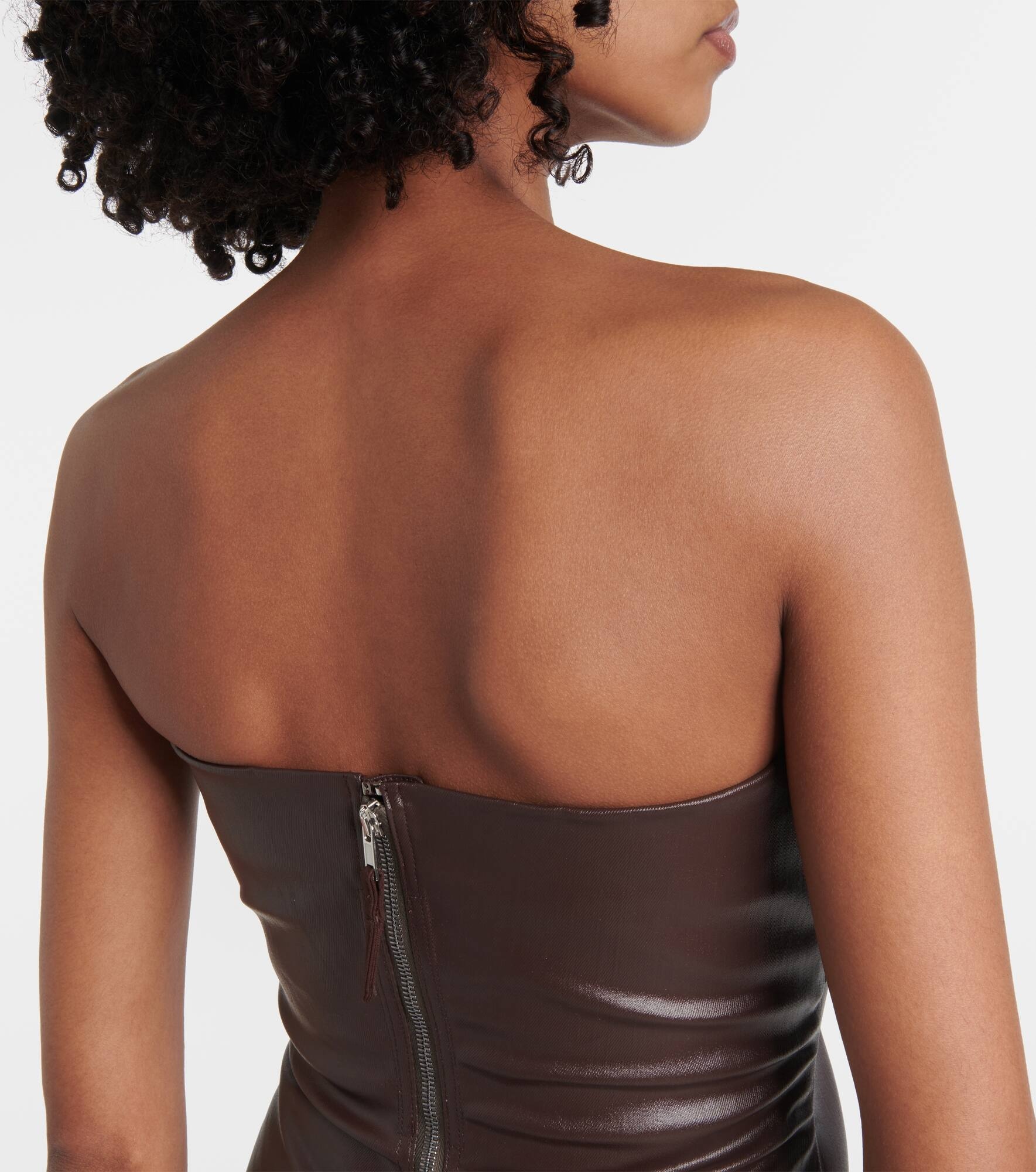 Prong cutout coated denim bustier dress - 6