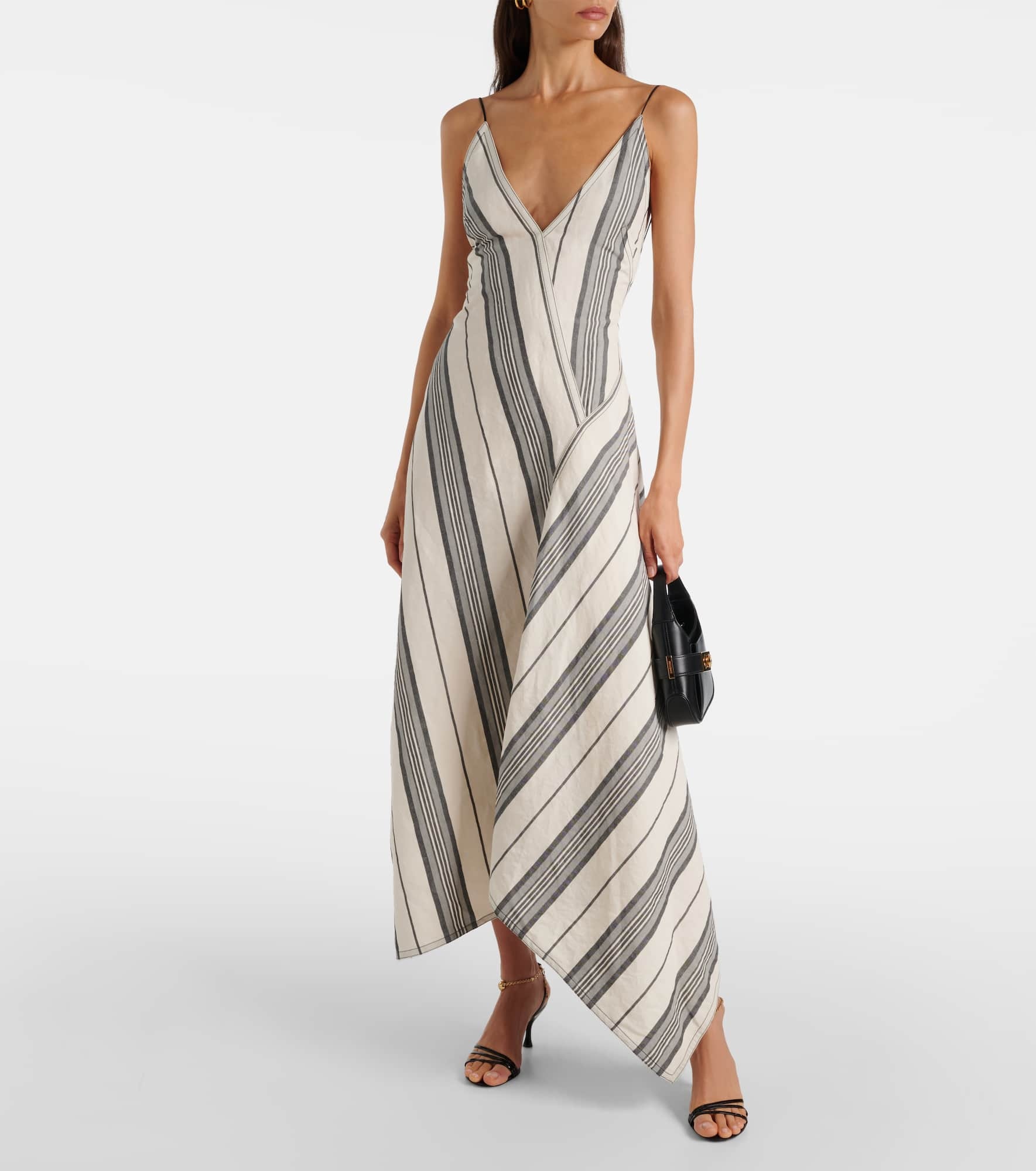 Striped linen and cotton maxi dress - 2