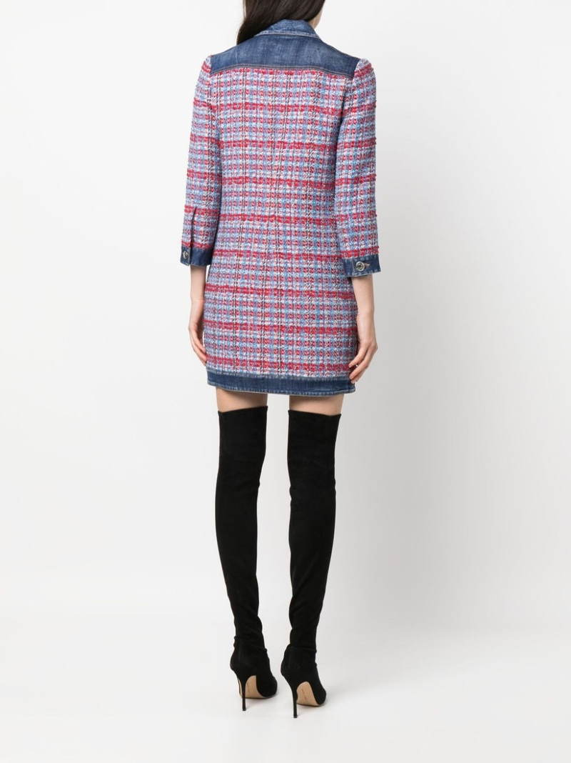 panelled tweed denim 미니 드레스 4