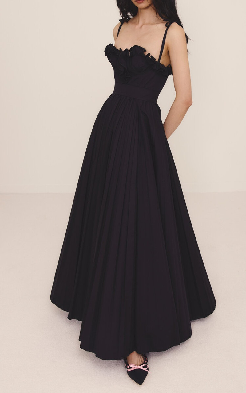 Ruffled Cotton-Poplin Maxi Dress black 5