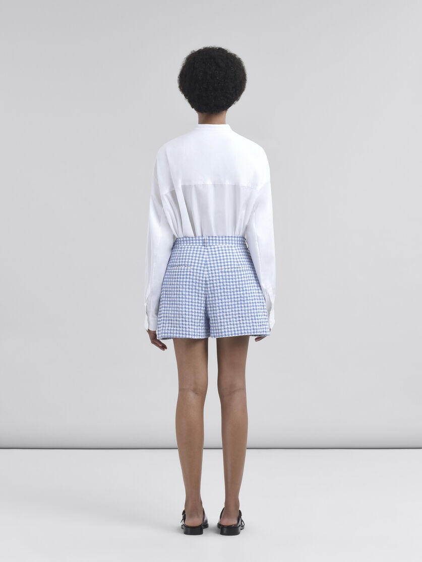 LIGHT BLUE AND WHITE CHECKED SEERSUCKER SHORTS - 3