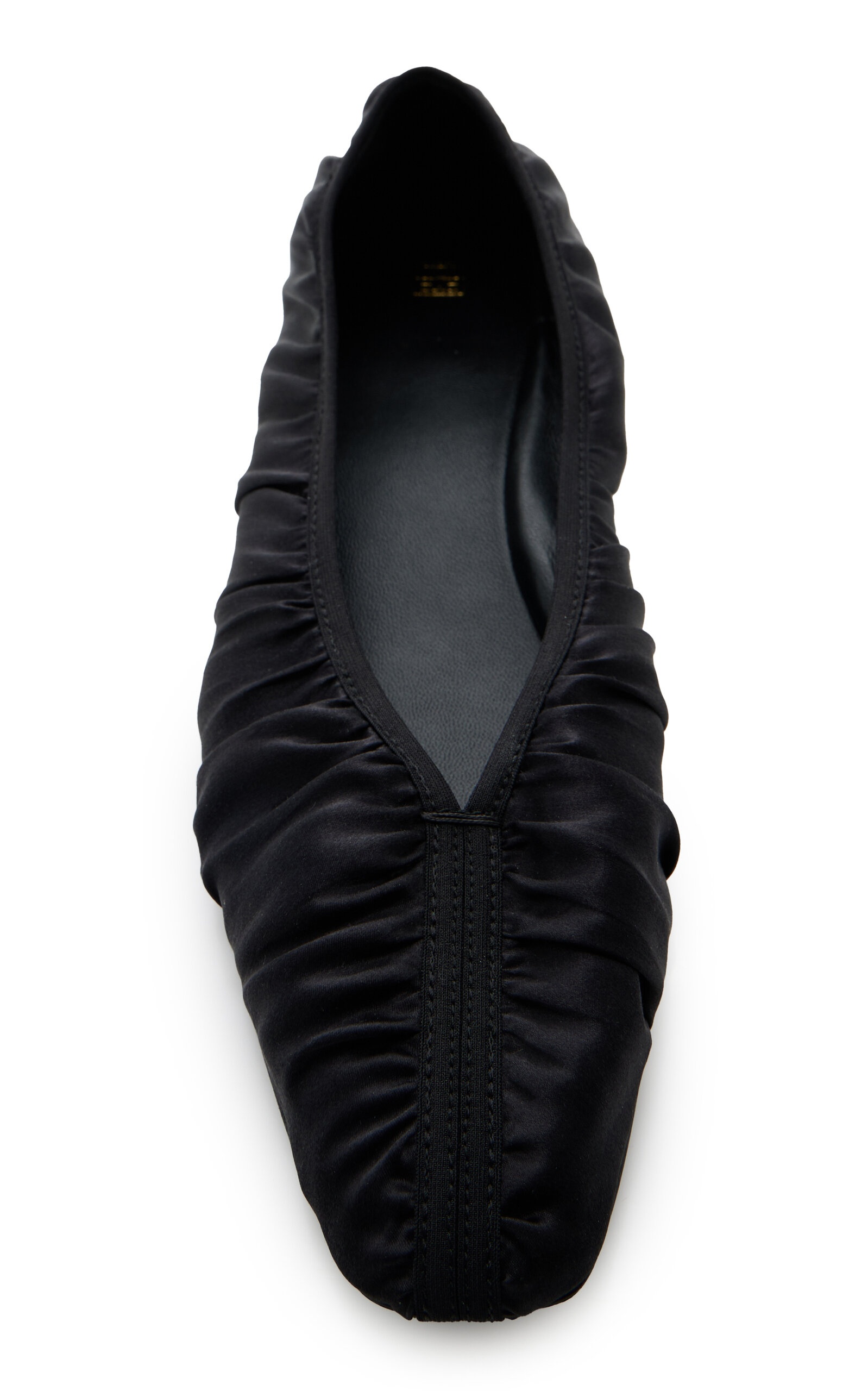 The Gathered Silk Satin Ballet Flat black - 3