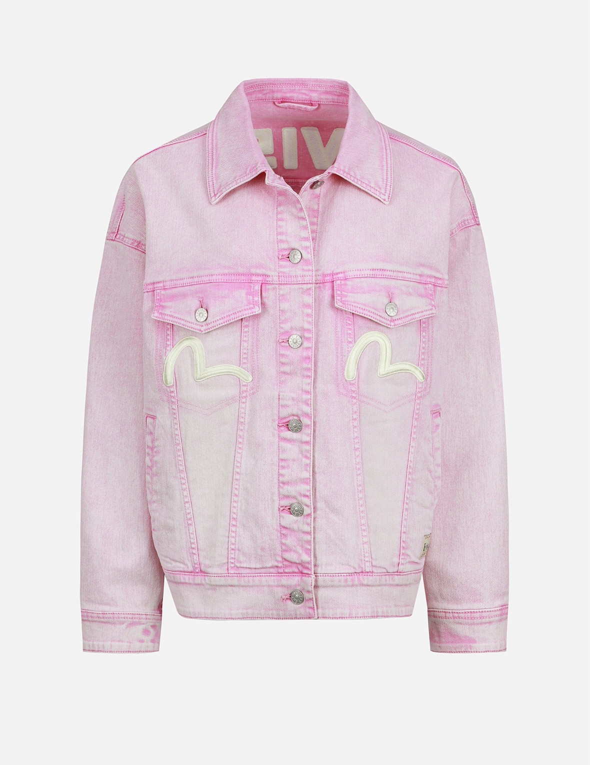 SEAGULL EMBROIDERY FUCHSIA DENIM JACKET - 2