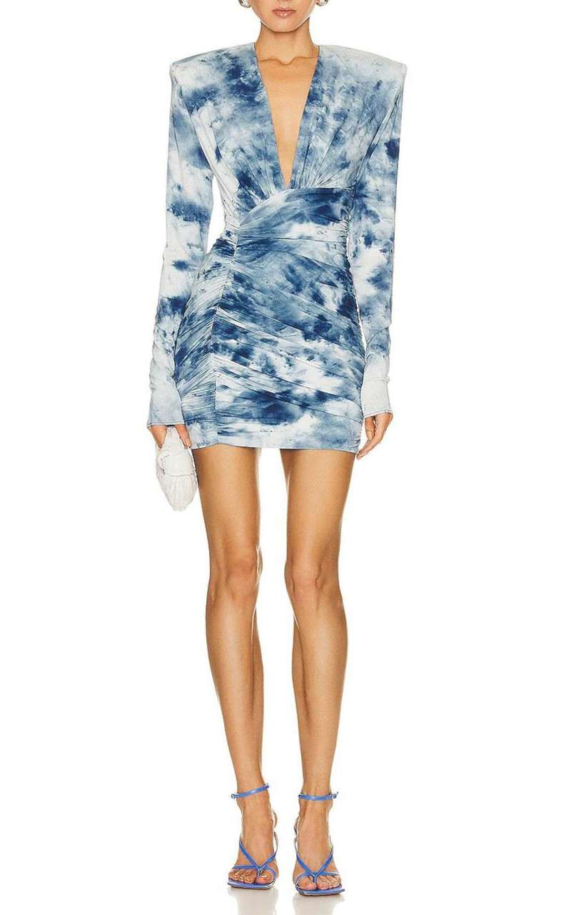 ALEXANDRE VAUTHIER Tie-dye Print Ruched Mini Dress outlook