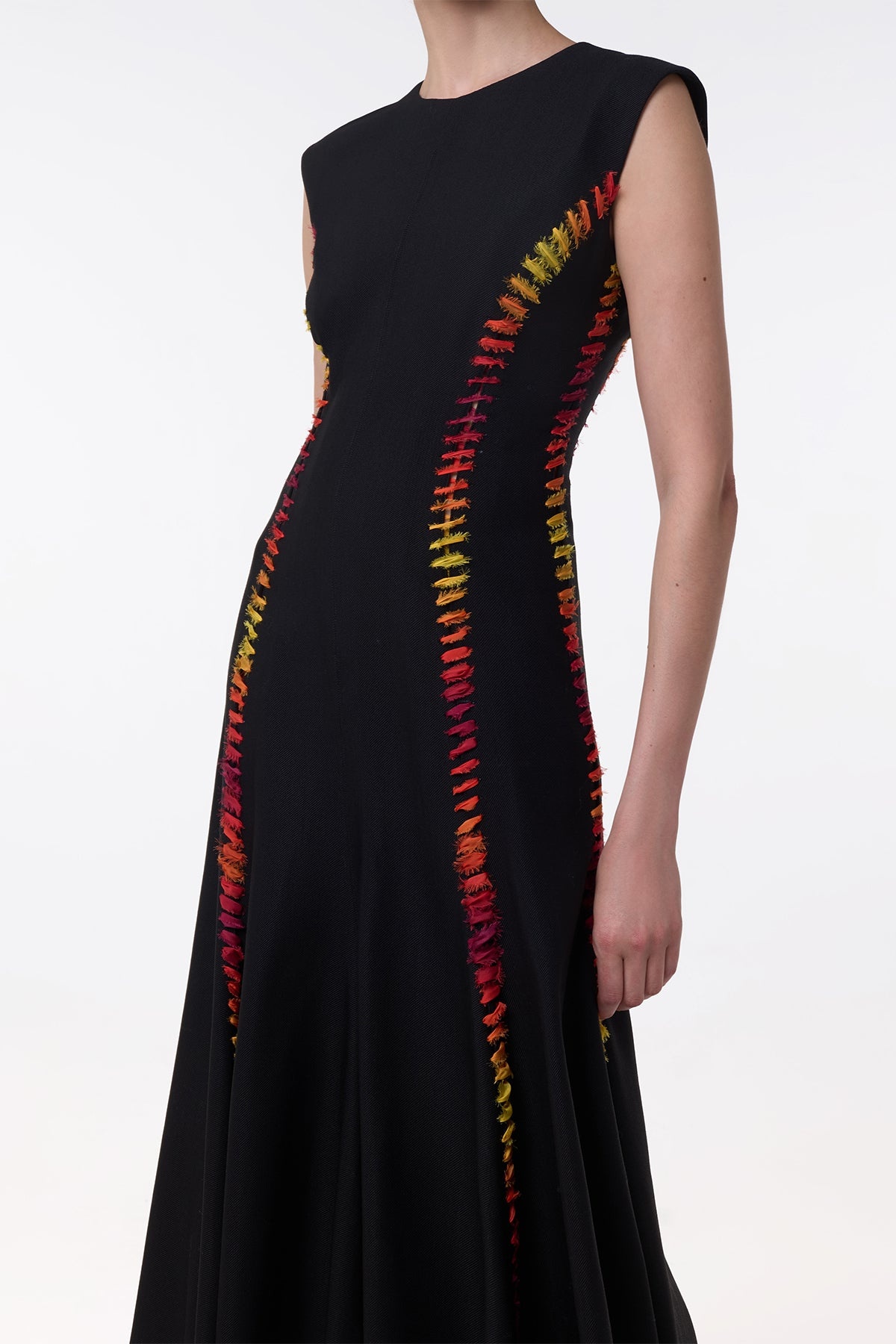 Kendal Laces Midi Dress in Black Wool - 5