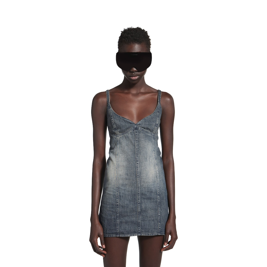 Women's Corseted Mini Dress in Blue - 5