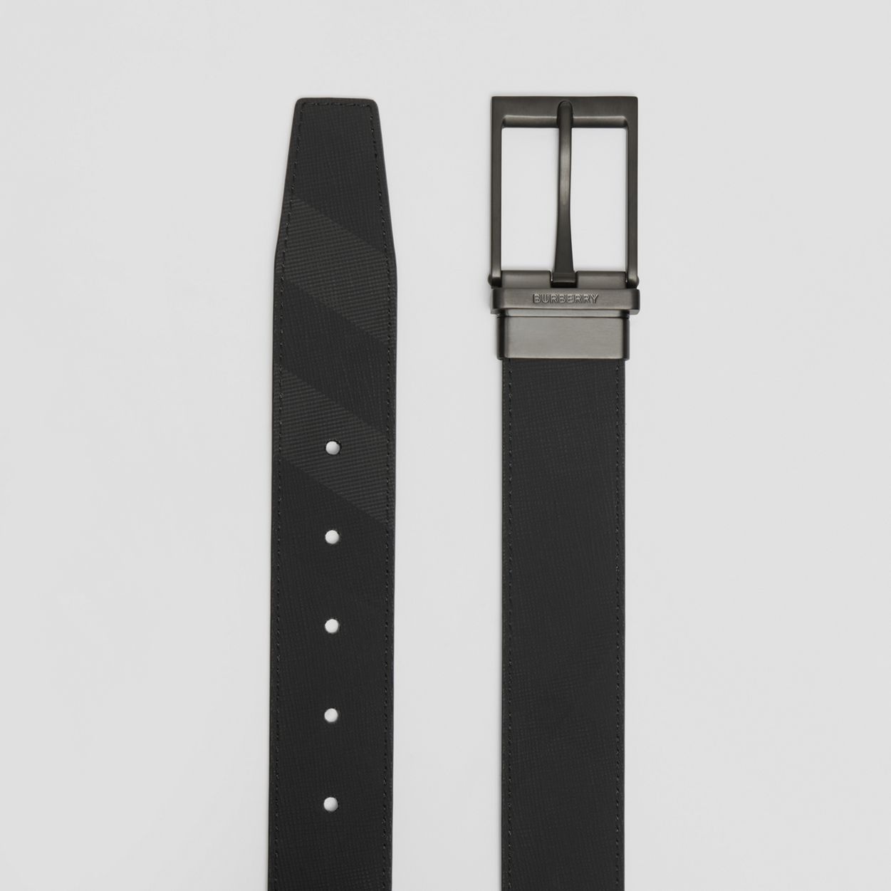 Reversible London Check and Leather Belt - 6