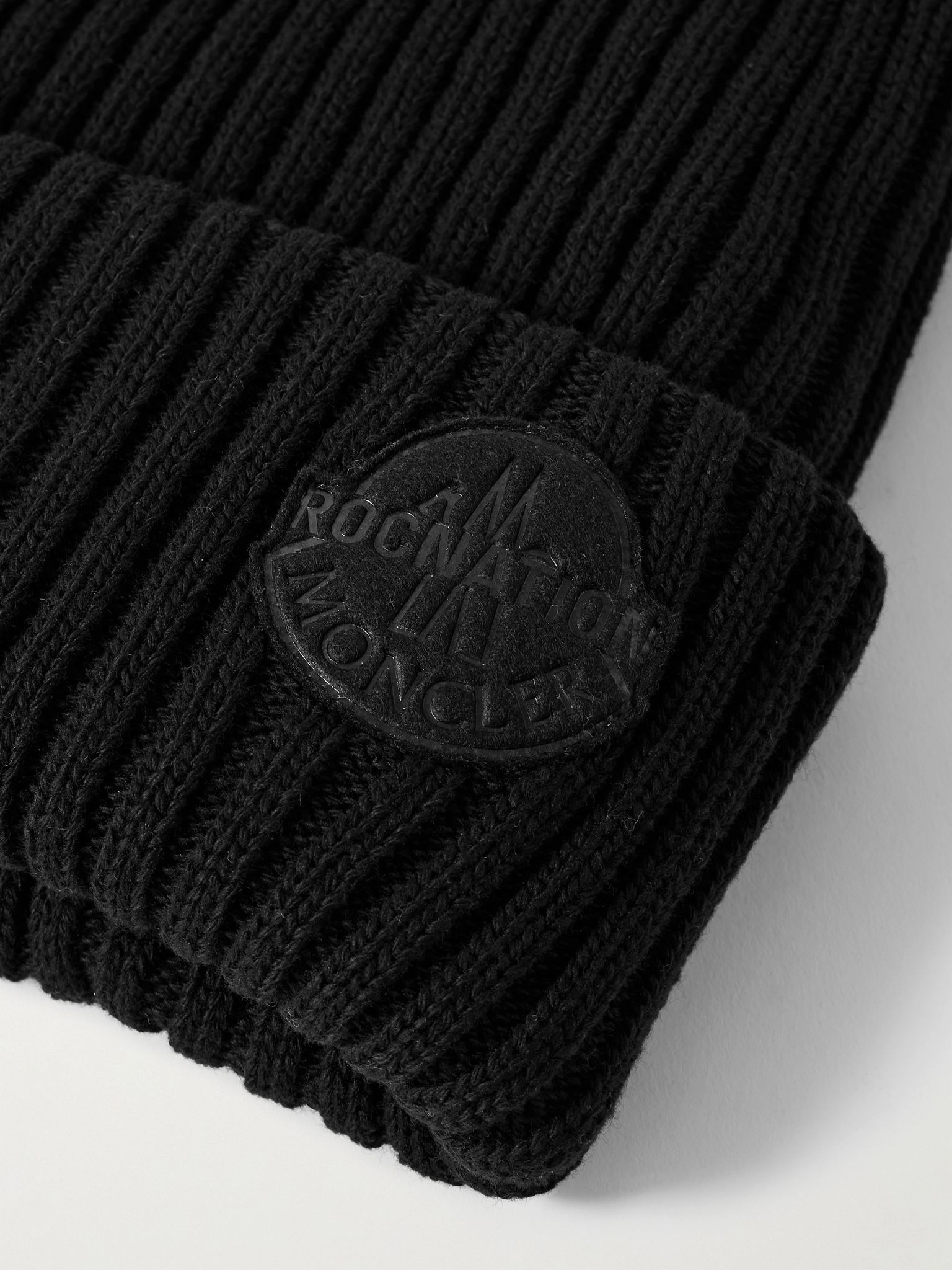+ Roc Nation by Jay-Z Logo-Appliquéd Ribbed Virgin Wool Beanie Black - 3
