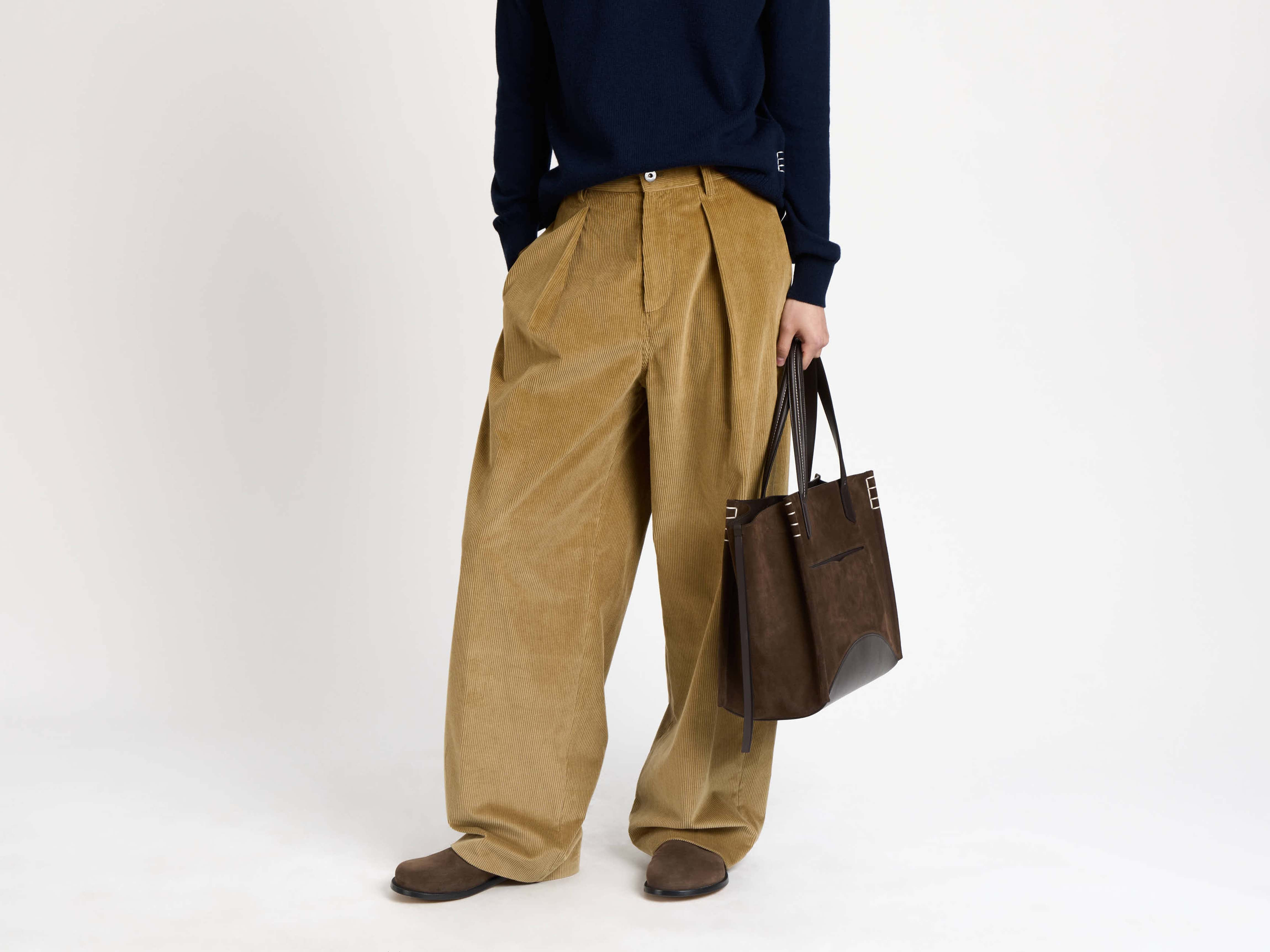 SINGLE PLEAT TROUSERS IN BISCUIT - 6