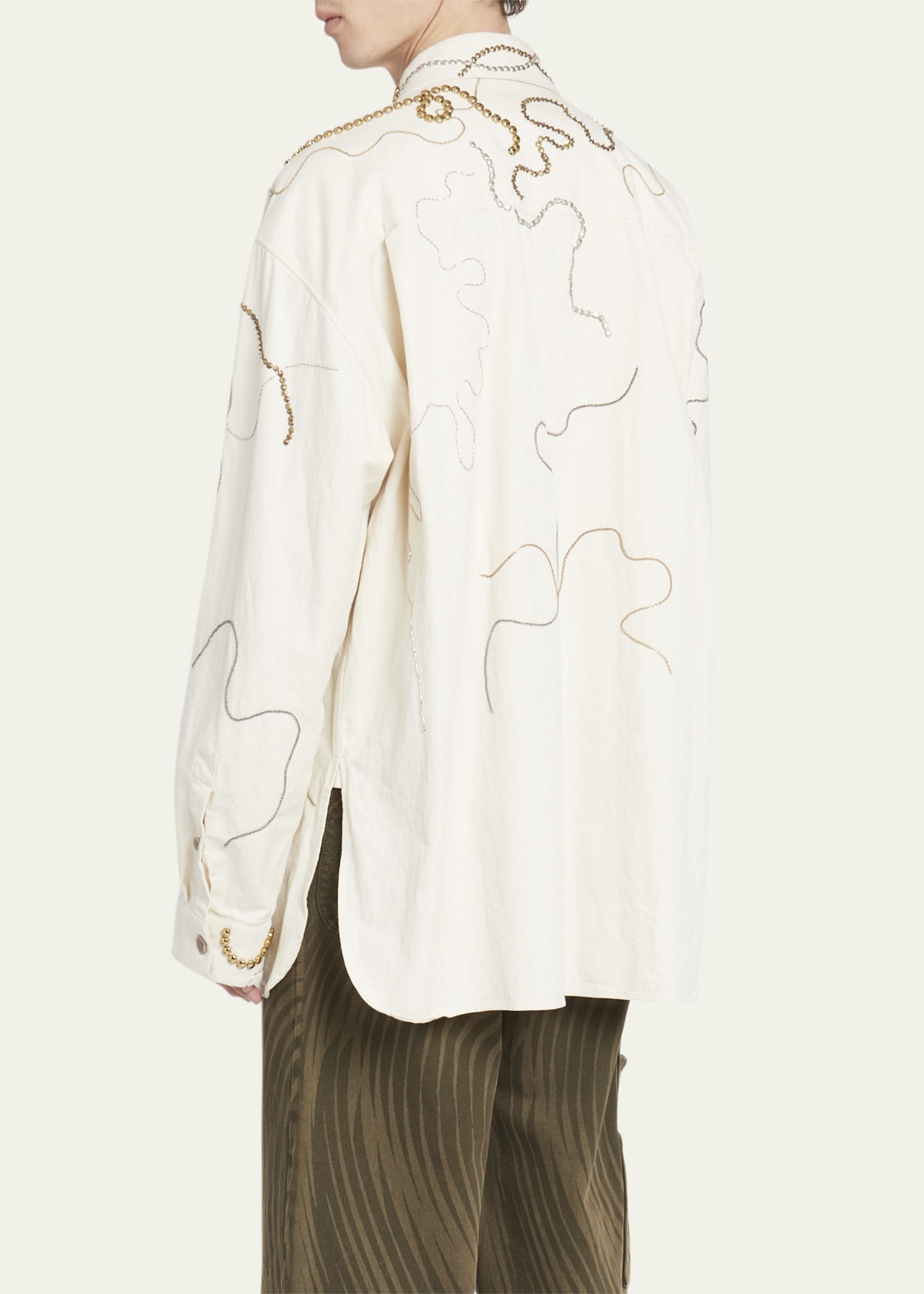 Dries Van Noten Men's Crowsey Embellished Sport Shirt