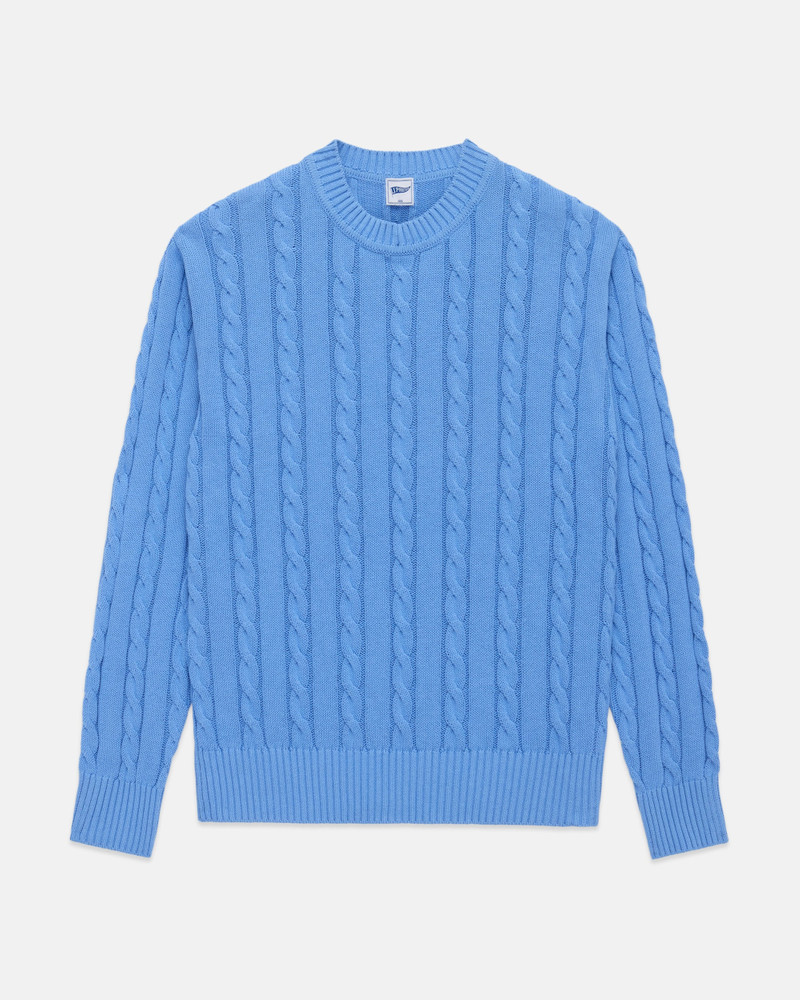 J. PRESS BLUE LINEN/COTTON CABLE KNIT SWEATER outlook