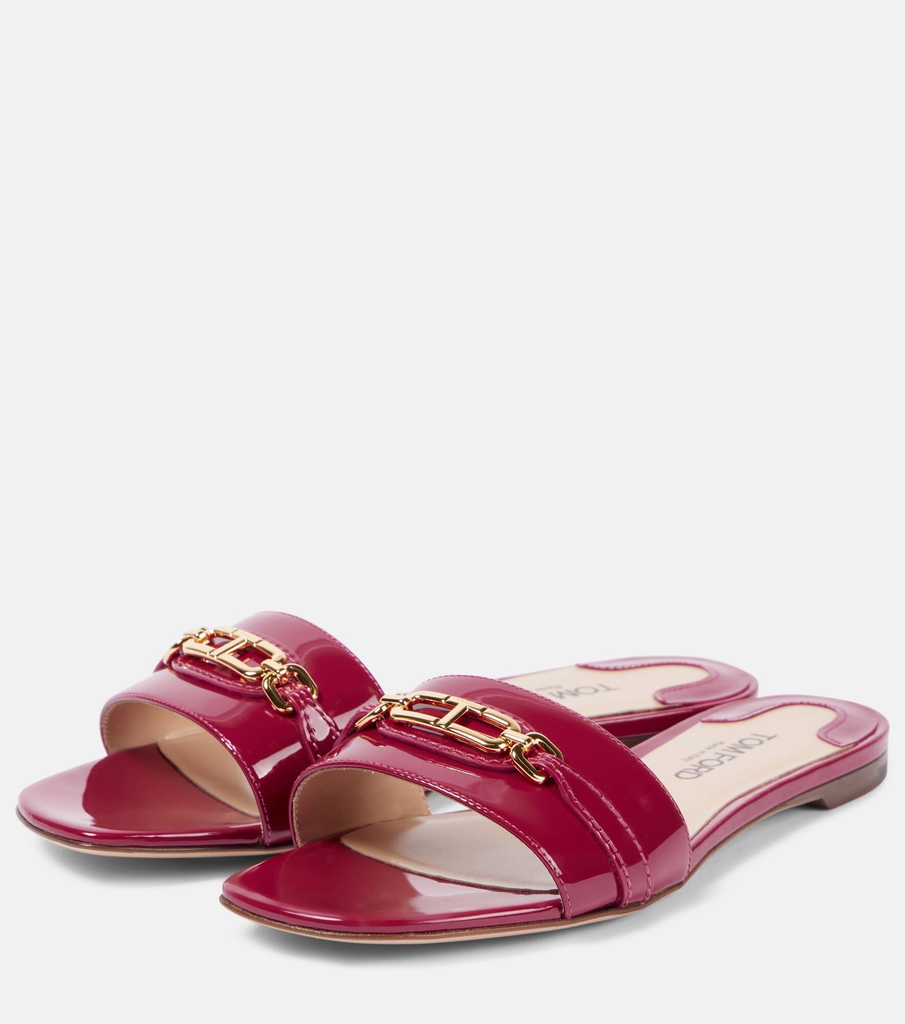 Whitney Stadium T patent leather slides - 4