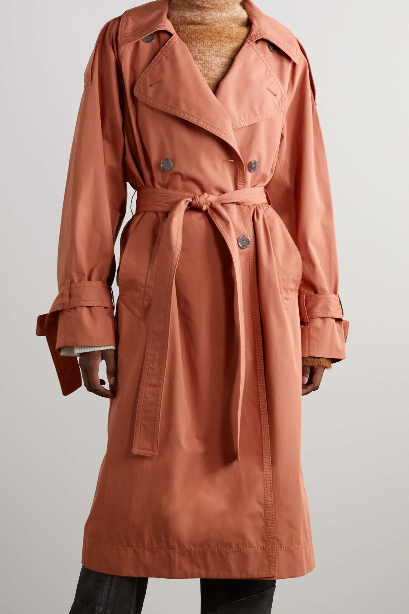 Double-breasted cotton trench coat - 3