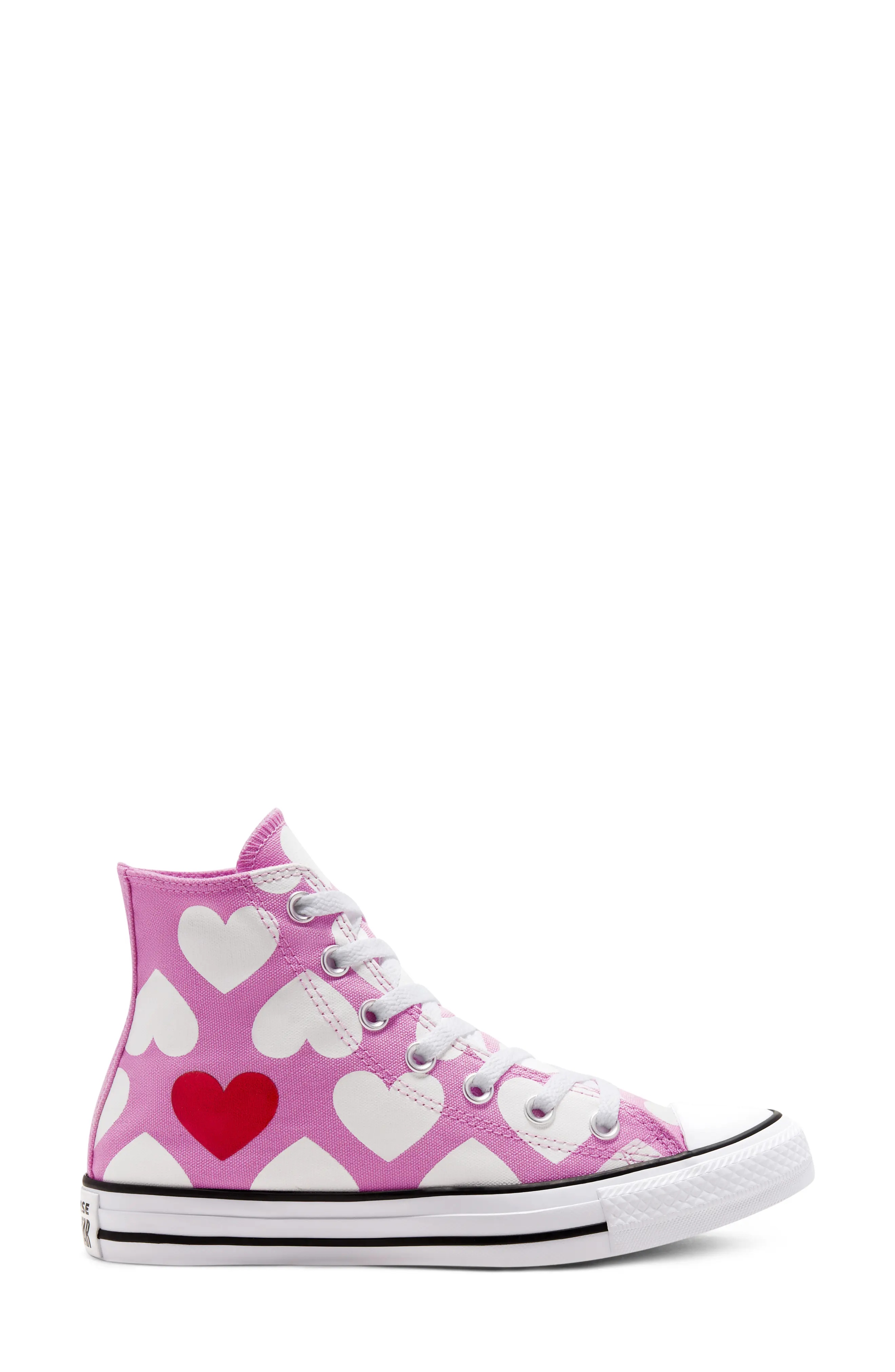 Chuck Taylor All Star Heart High Top Sneaker in Peony Pink/White/Black - 2