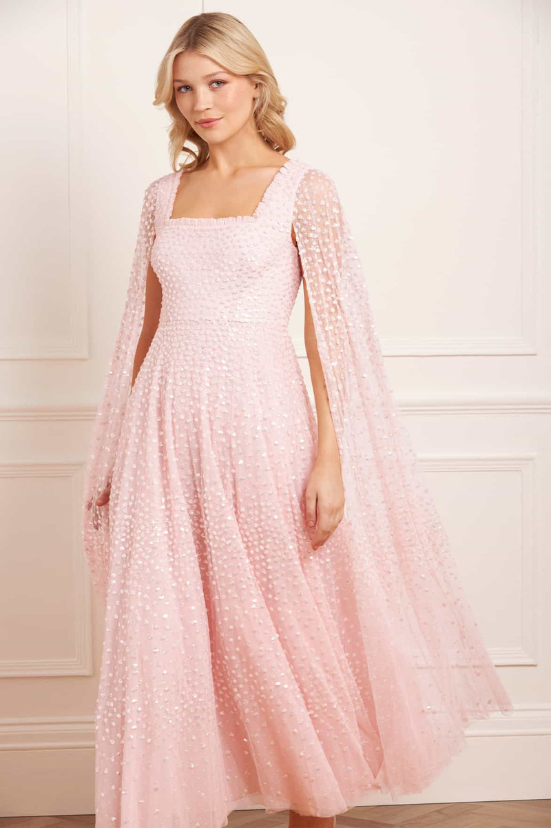 Needle & Thread Scatter Dot Cape Sleeve Ankle Gown outlook