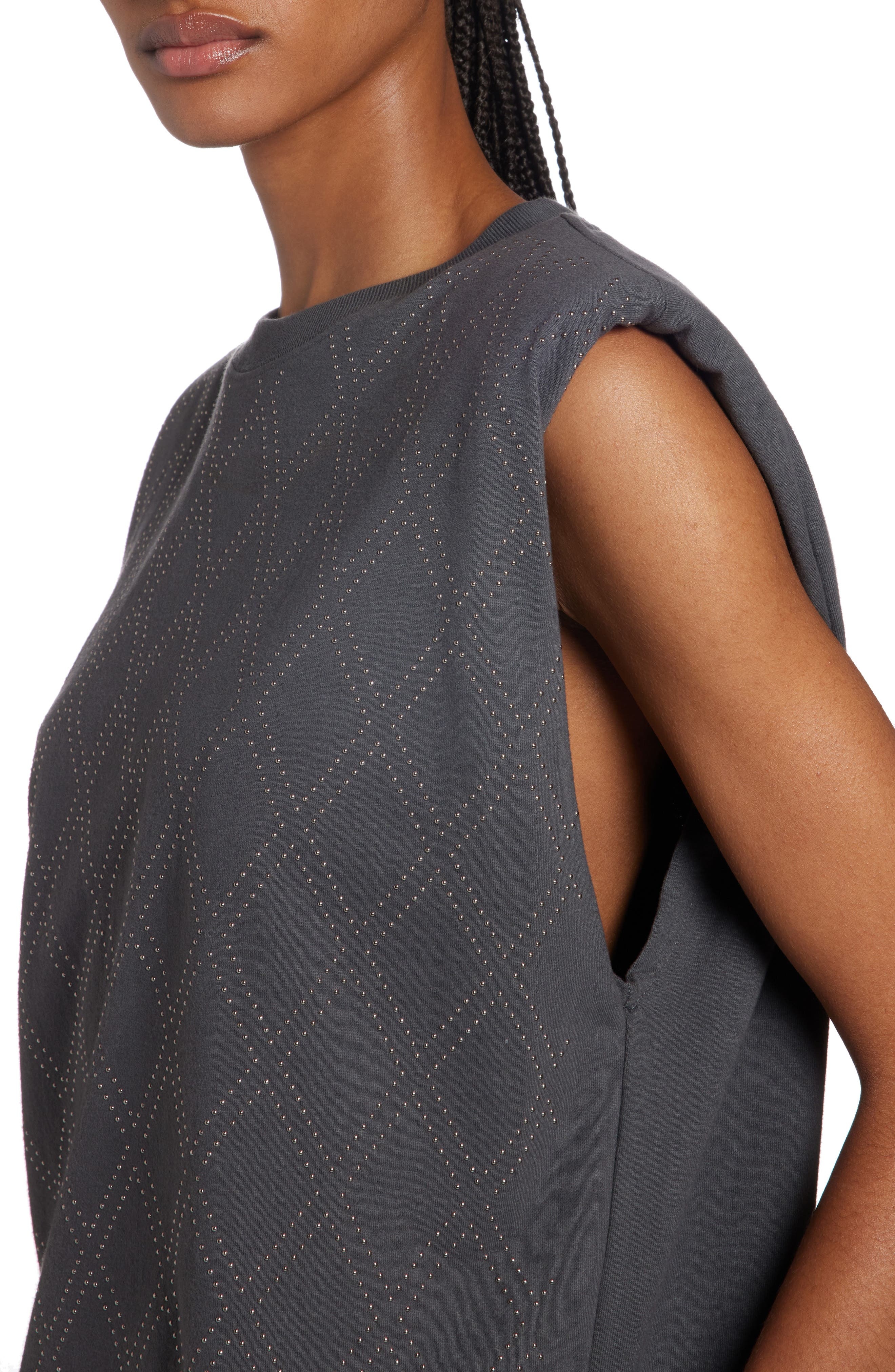 Studded Cotton Shoulder Pad Tank - 5