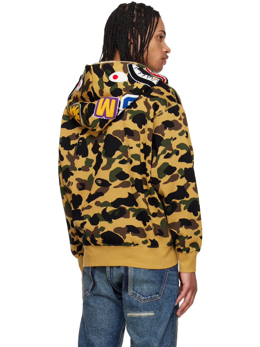 Yellow 1st Camo Jacquard Shark Full Zip Hoodie - 3