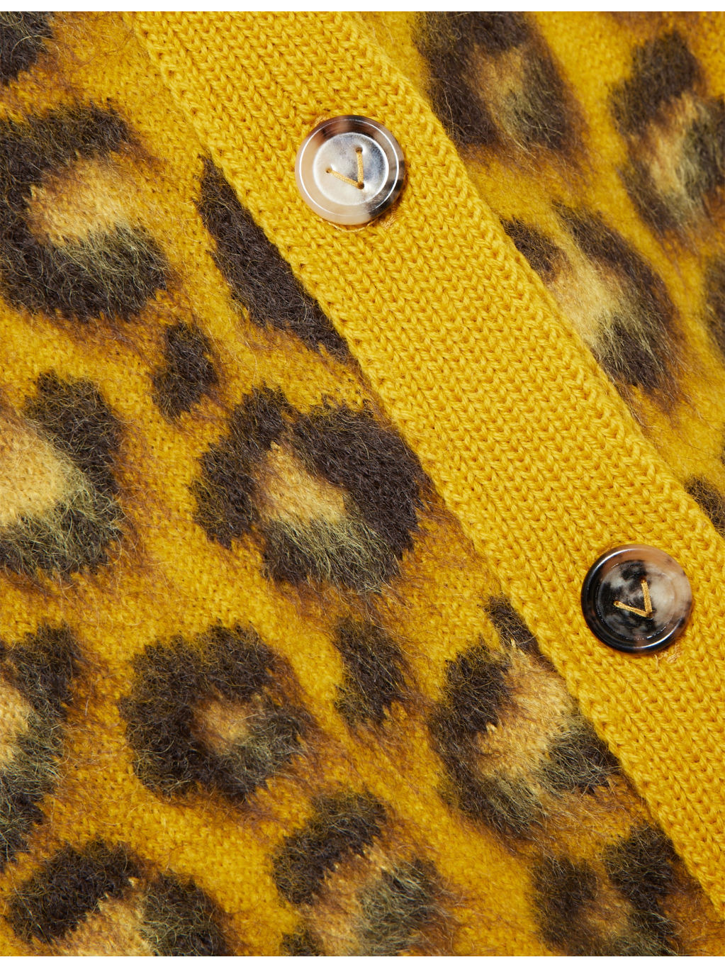 V-Neck Leopard Wool-Blend Cardigan - 6