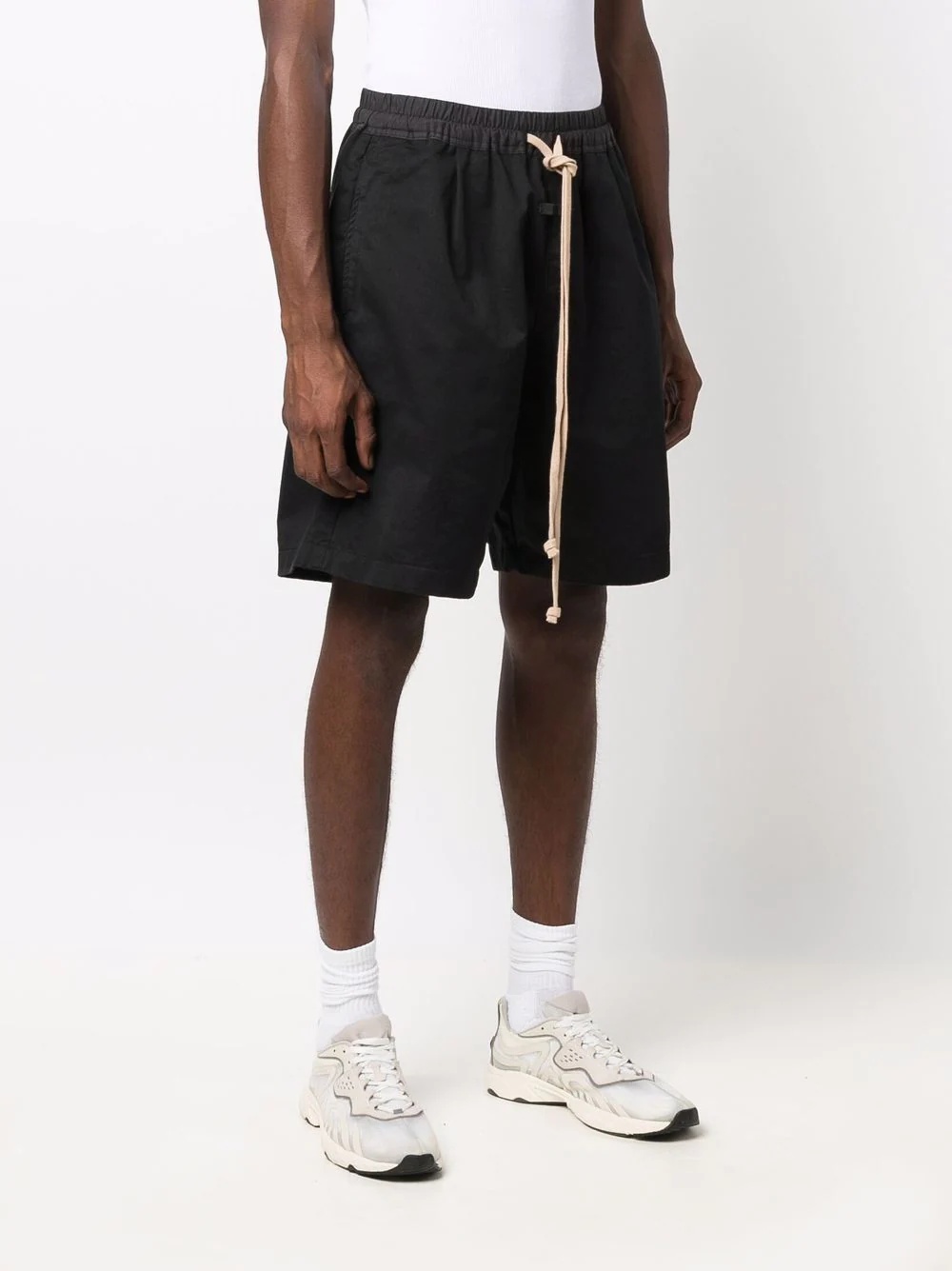 logo-patch drop-crotch track shorts - 3