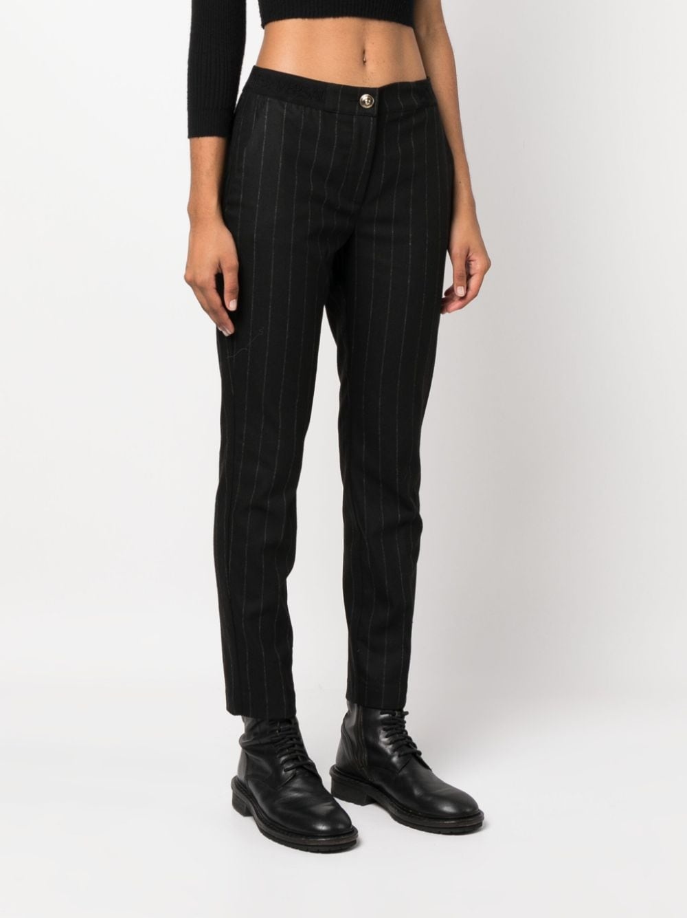 pinstripe-pattern slim-cut trousers - 3