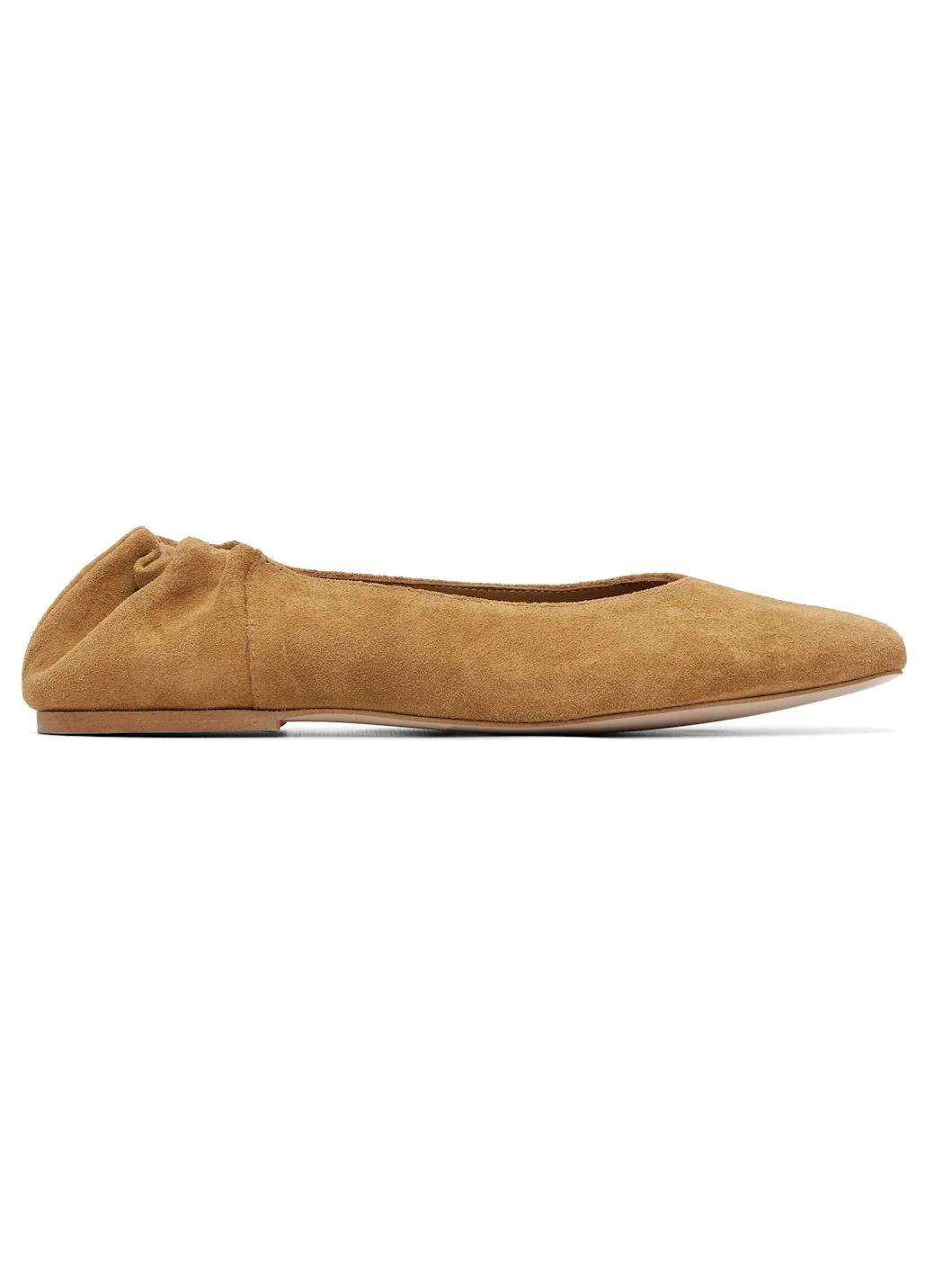 Beige Suede Ballerina Flats - 1