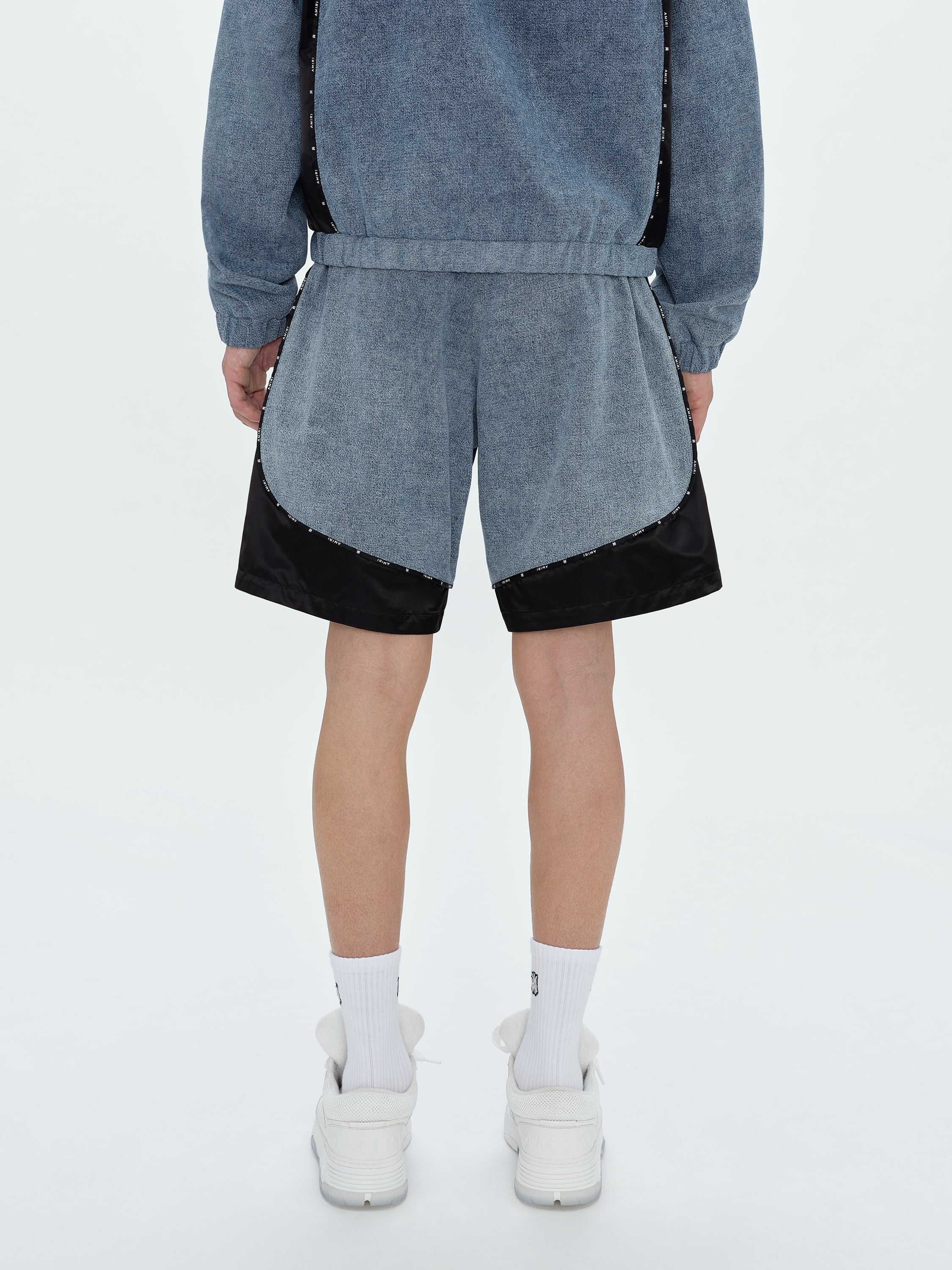 SATIN/DENIM BLOCK SHORT - 5