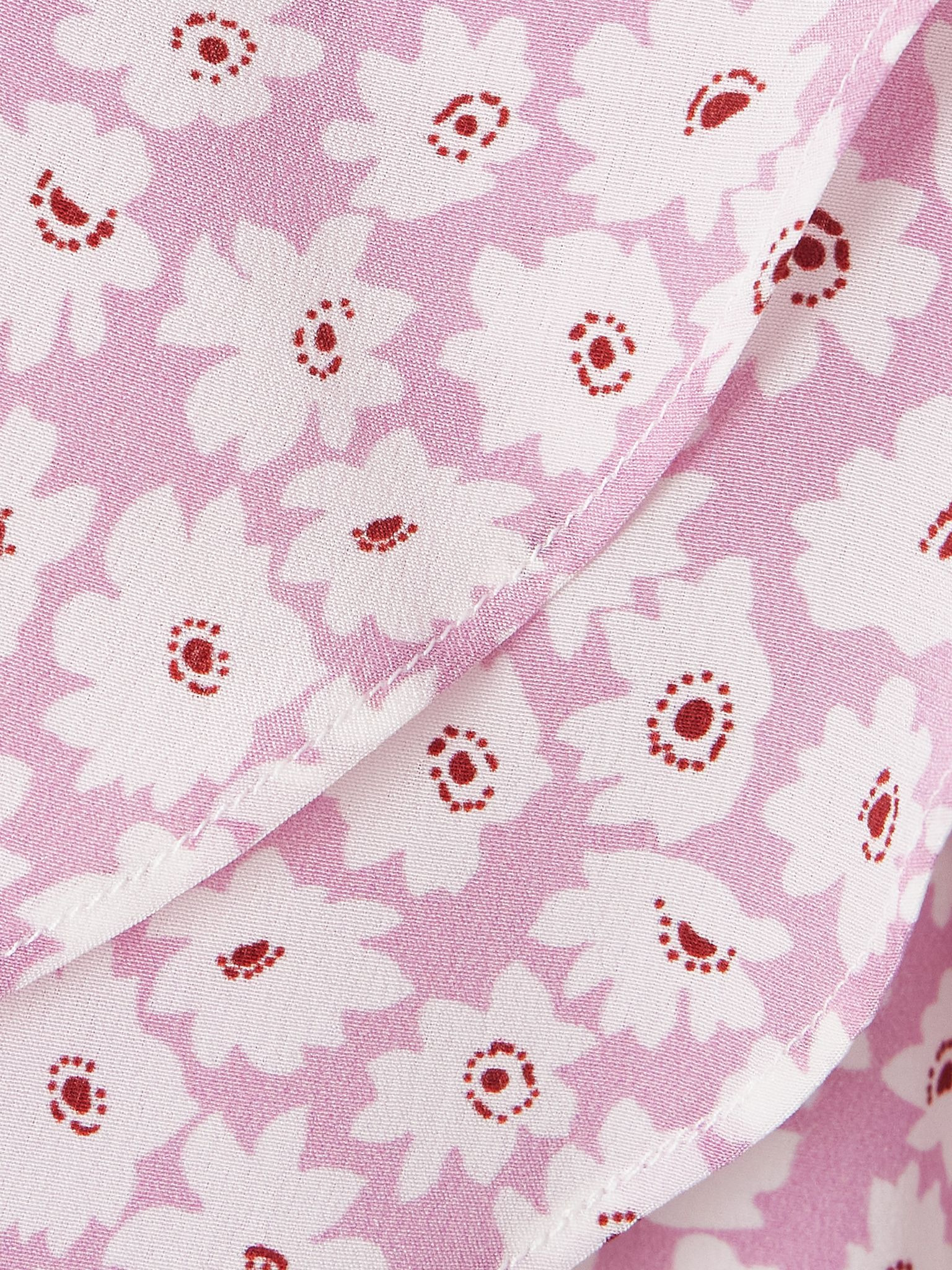 Ruffled floral-print silk-georgette mini wrap dress Pink - 4