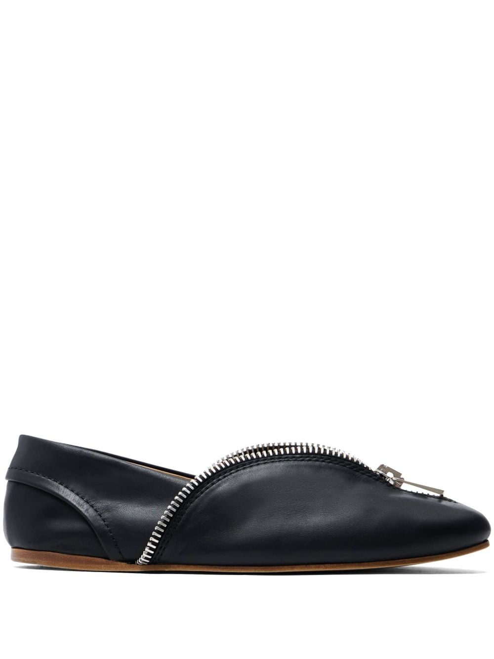 zip-detail leather ballerina flats - 1