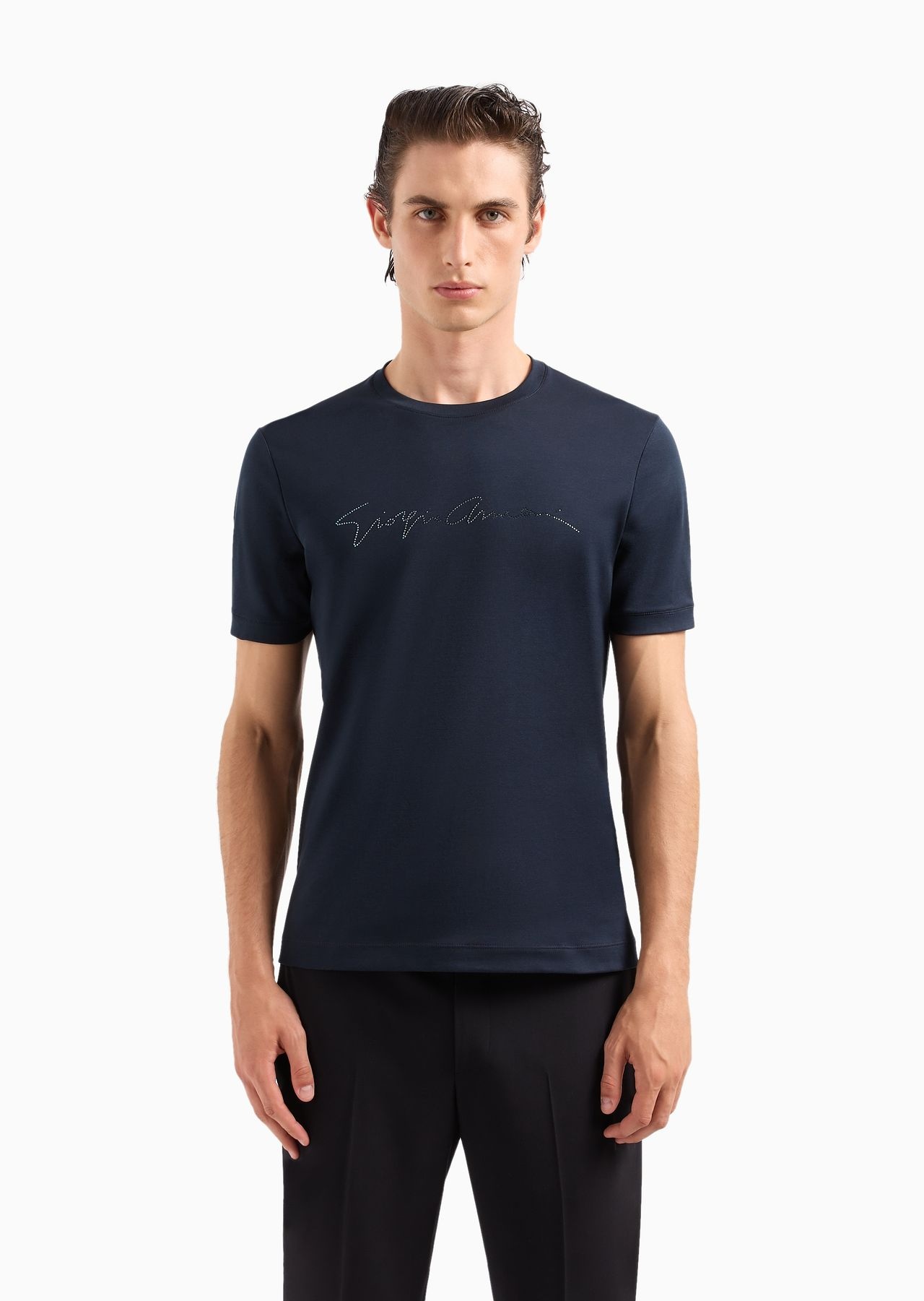 Rhinestone-embroidered, cotton-interlock T-shirt - 2