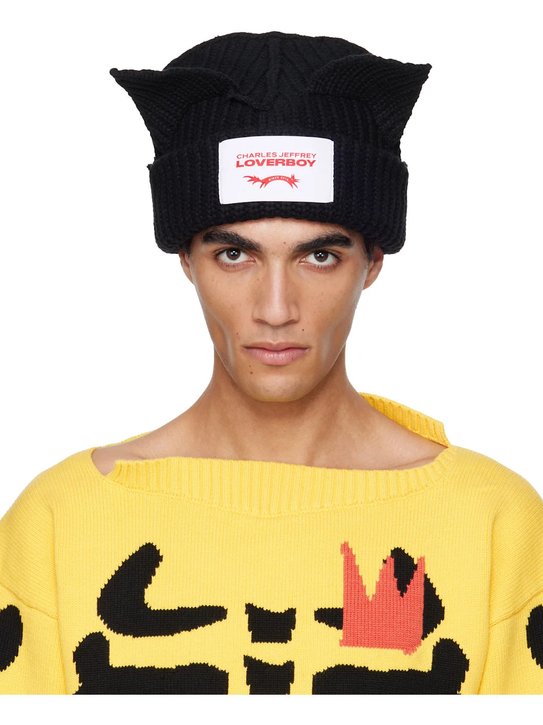 Black Chunky Ears Beanie - 1