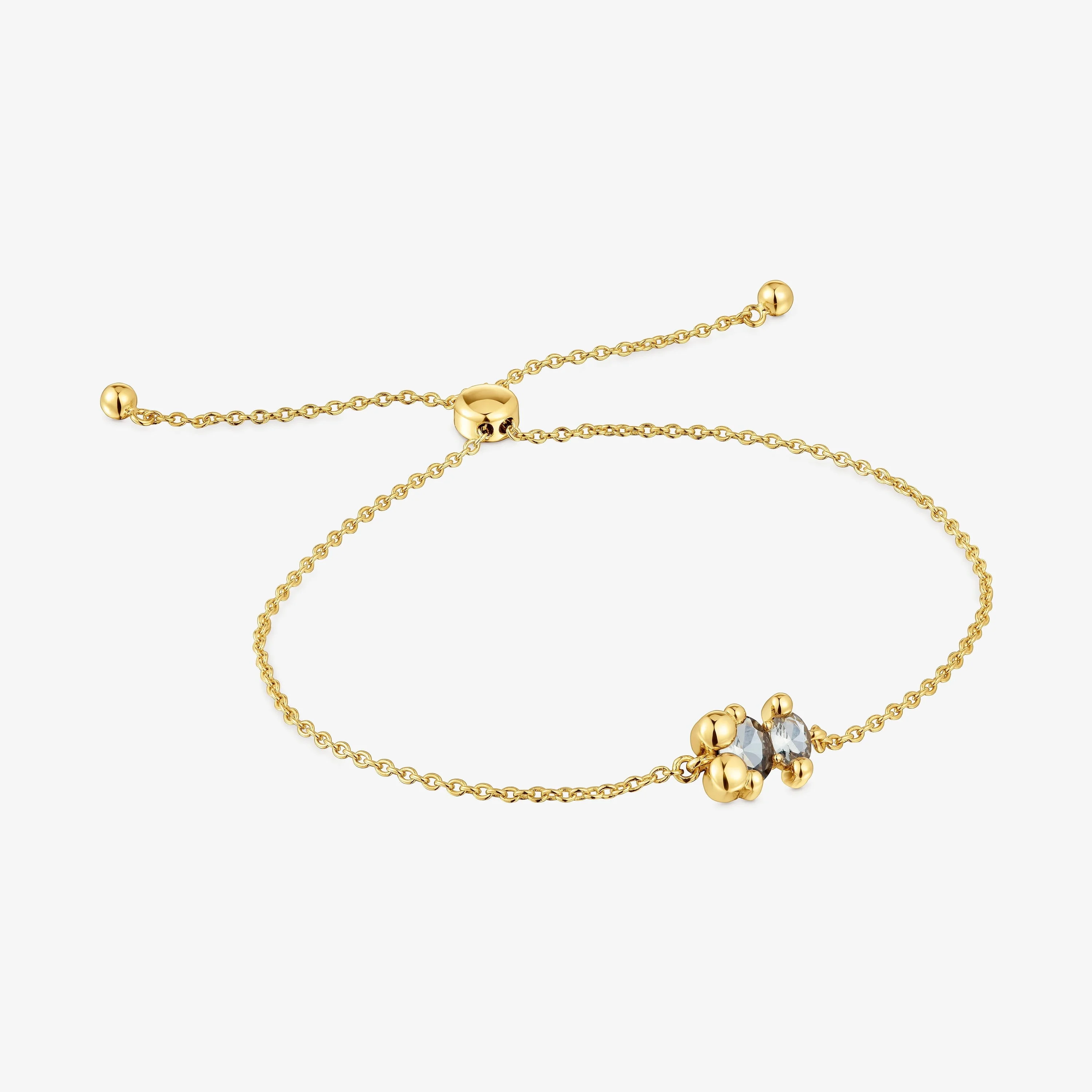 8 mm 18K gold vermeil bear motif chain Bracelet with lab-grown green spinel Color Bear LGG - 1