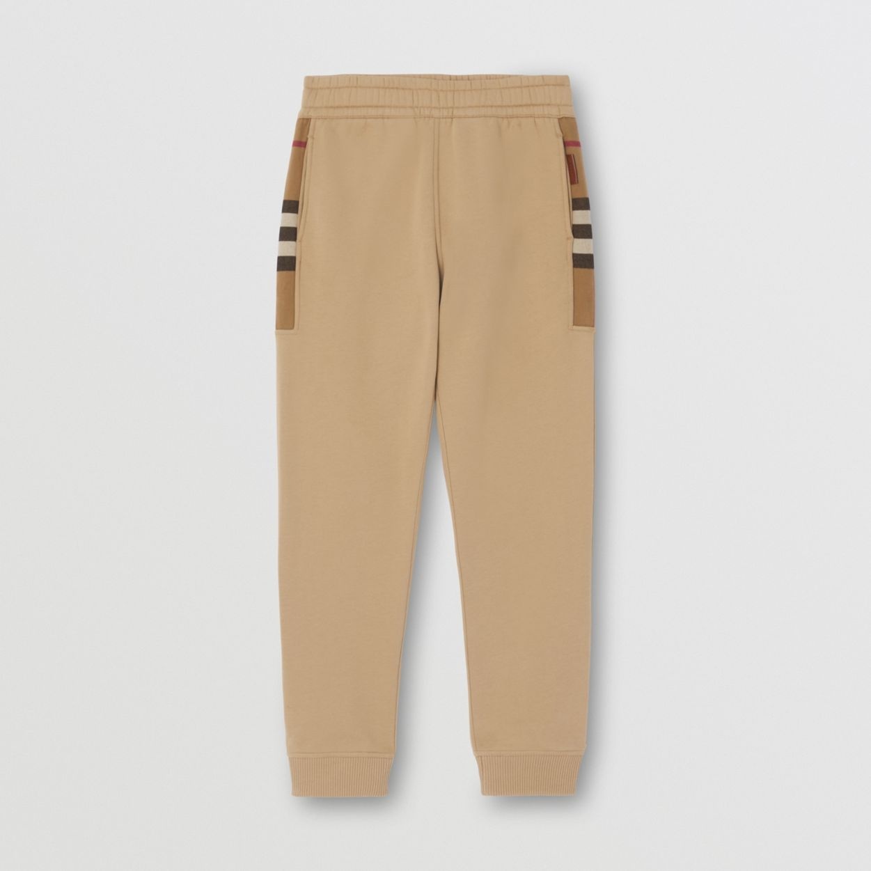 Check Panel Cotton Blend Jogging Pants - 1