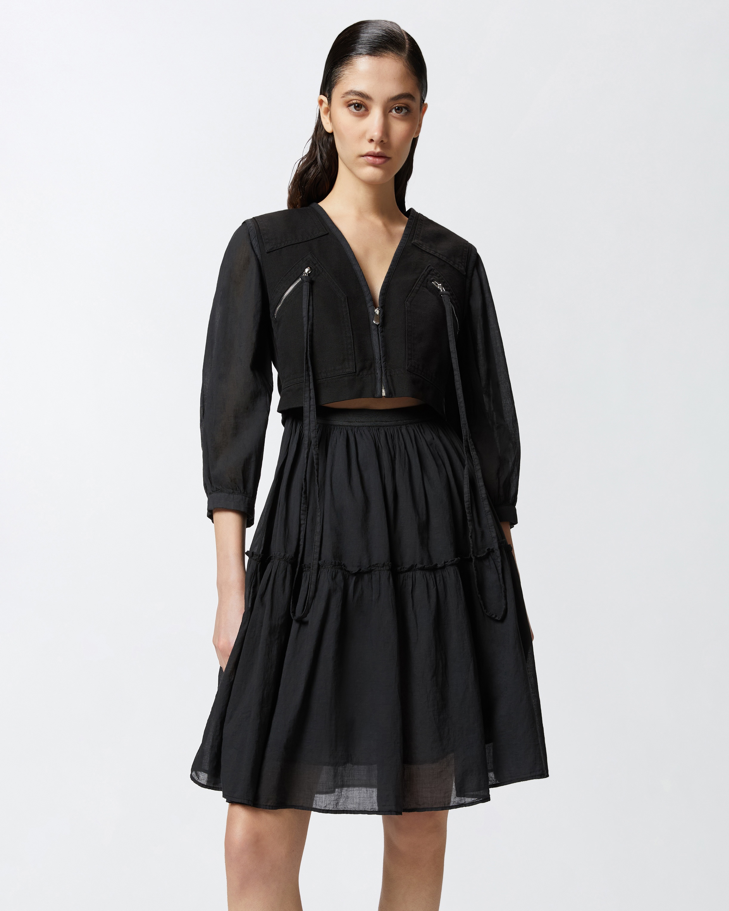 TWO-PIECE EFFECT MINI DRESS WITH SOFT SKIRT - 3