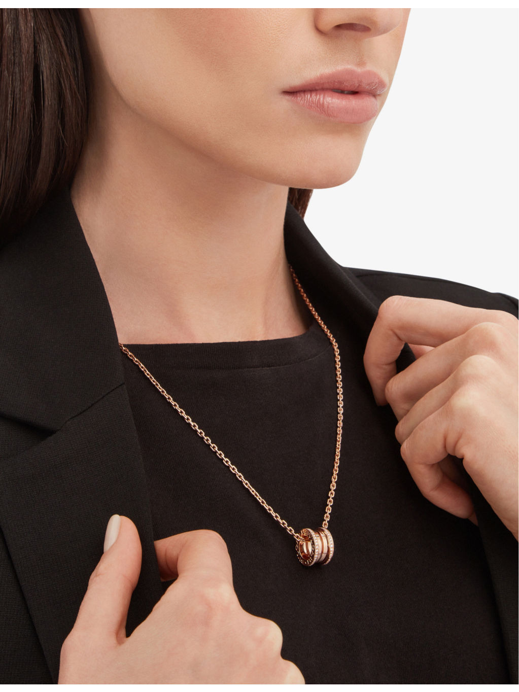 B.zero1 18ct rose-gold and 0.38ct brilliant-cut diamond pendant necklace - 5