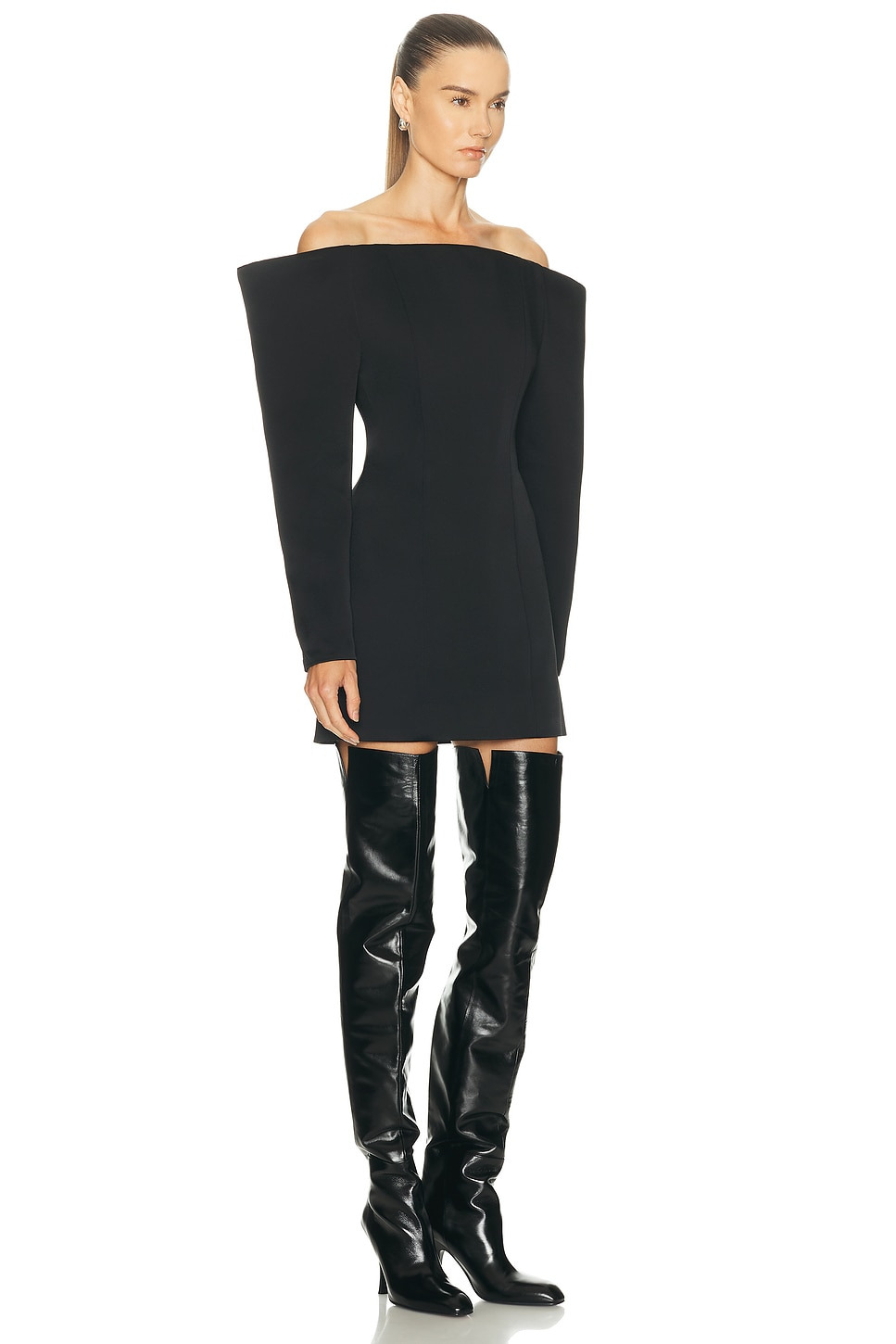 Satin Long Sleeve Mini Dress - 2