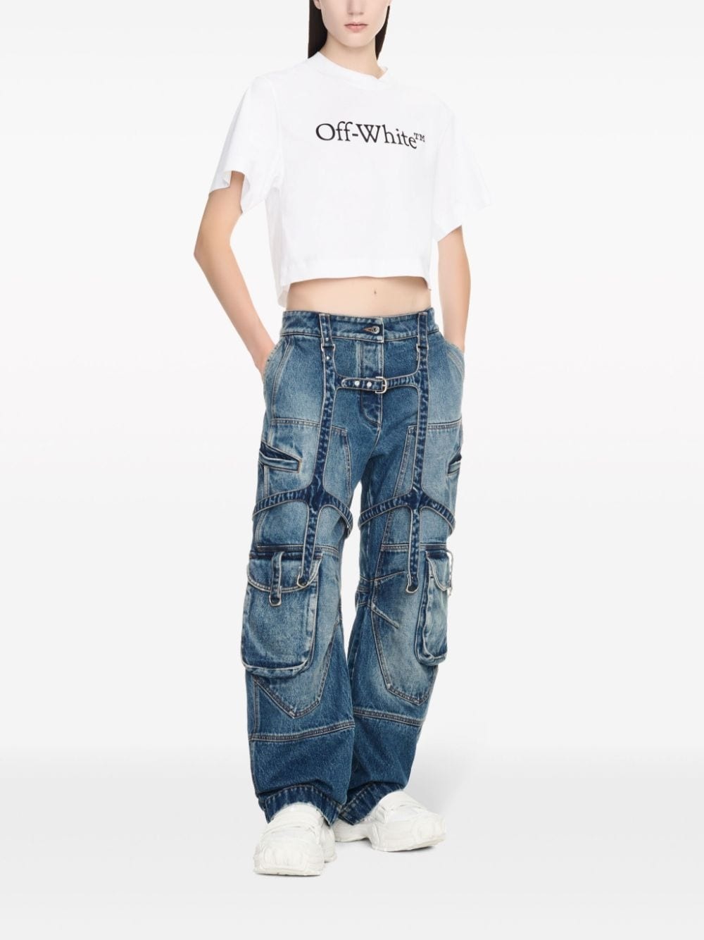 harness-detail cargo jeans - 2