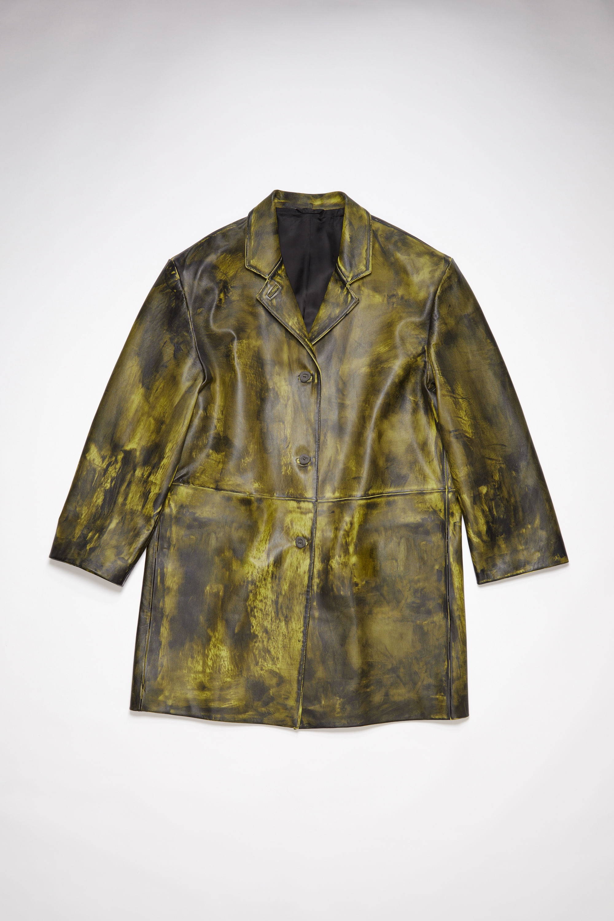 Acne Studios Painted leather jacket - Yellow/black | REVERSIBLE
