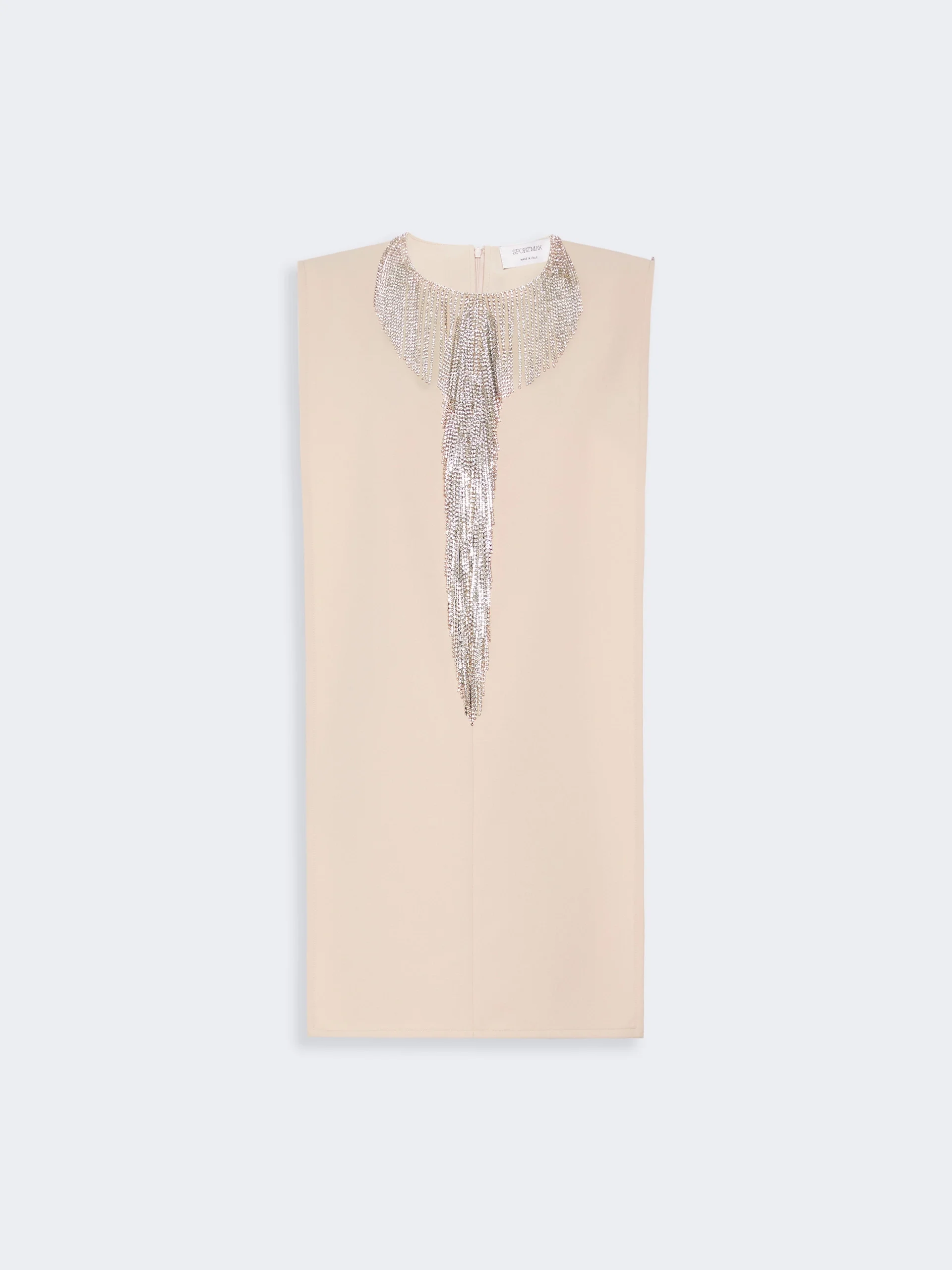 FESTOSO Rhinestone-adorned sleeveless cady mini dress - BEIGE - 1